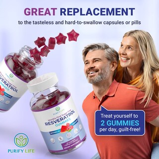 Foto 7 | Gomitas de Resveratrol Purify Life Sin Azúcar 1500 Mg - Venta Internacional
