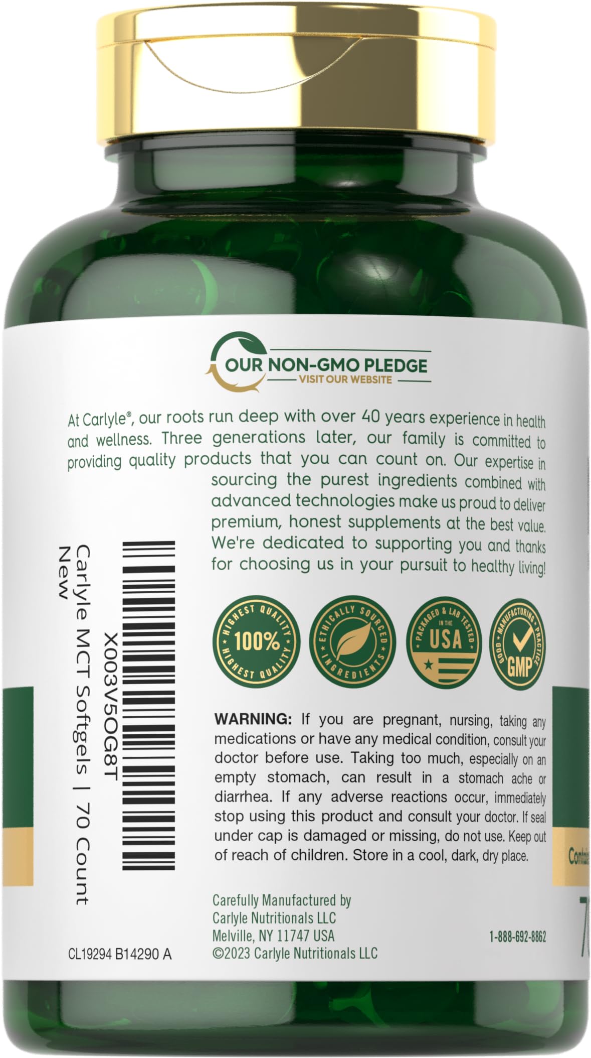 Foto 4 pulgar | Suplemento Carlyle MCT Oil Cápsulas 3600 Mg 70 Cápsulas- Venta Internacional