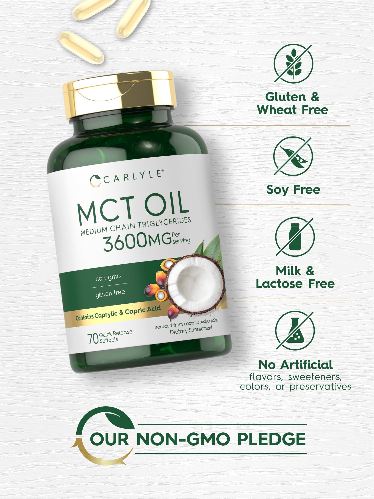 Foto 6 pulgar | Suplemento Carlyle MCT Oil Cápsulas 3600 Mg 70 Cápsulas- Venta Internacional