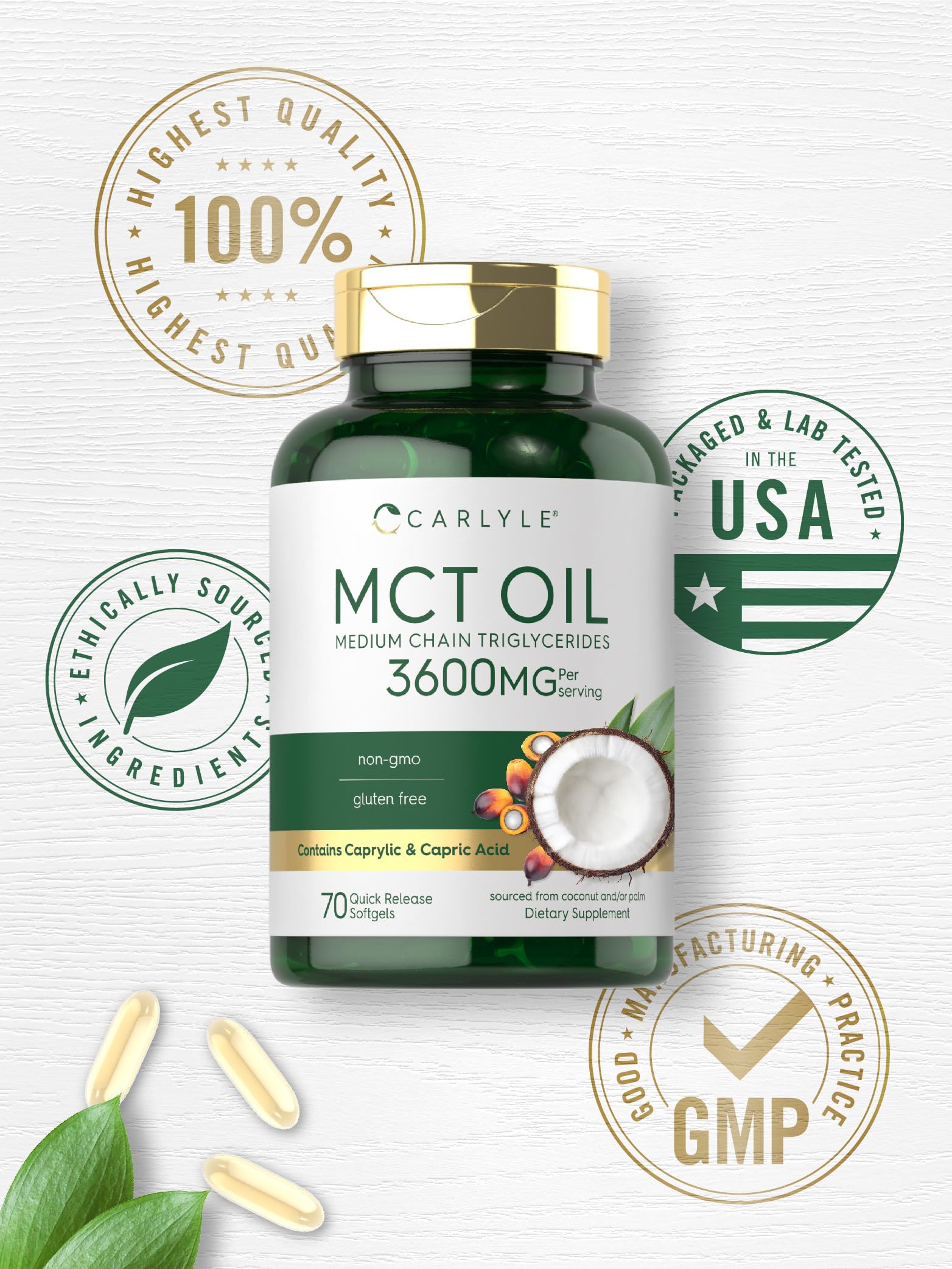 Foto 7 pulgar | Suplemento Carlyle MCT Oil Cápsulas 3600 Mg 70 Cápsulas- Venta Internacional
