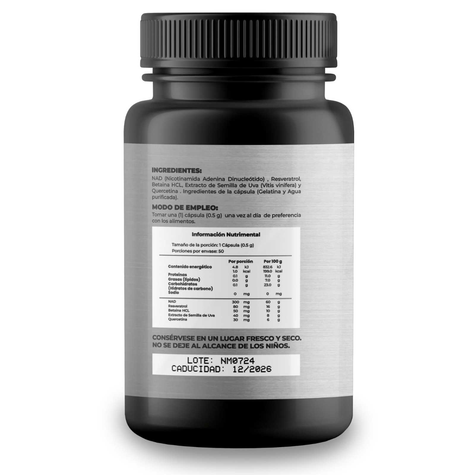 Foto 3 pulgar | Nad 50 Cáps Nicotinamida Adenina Dinucleótido + Resveratrol