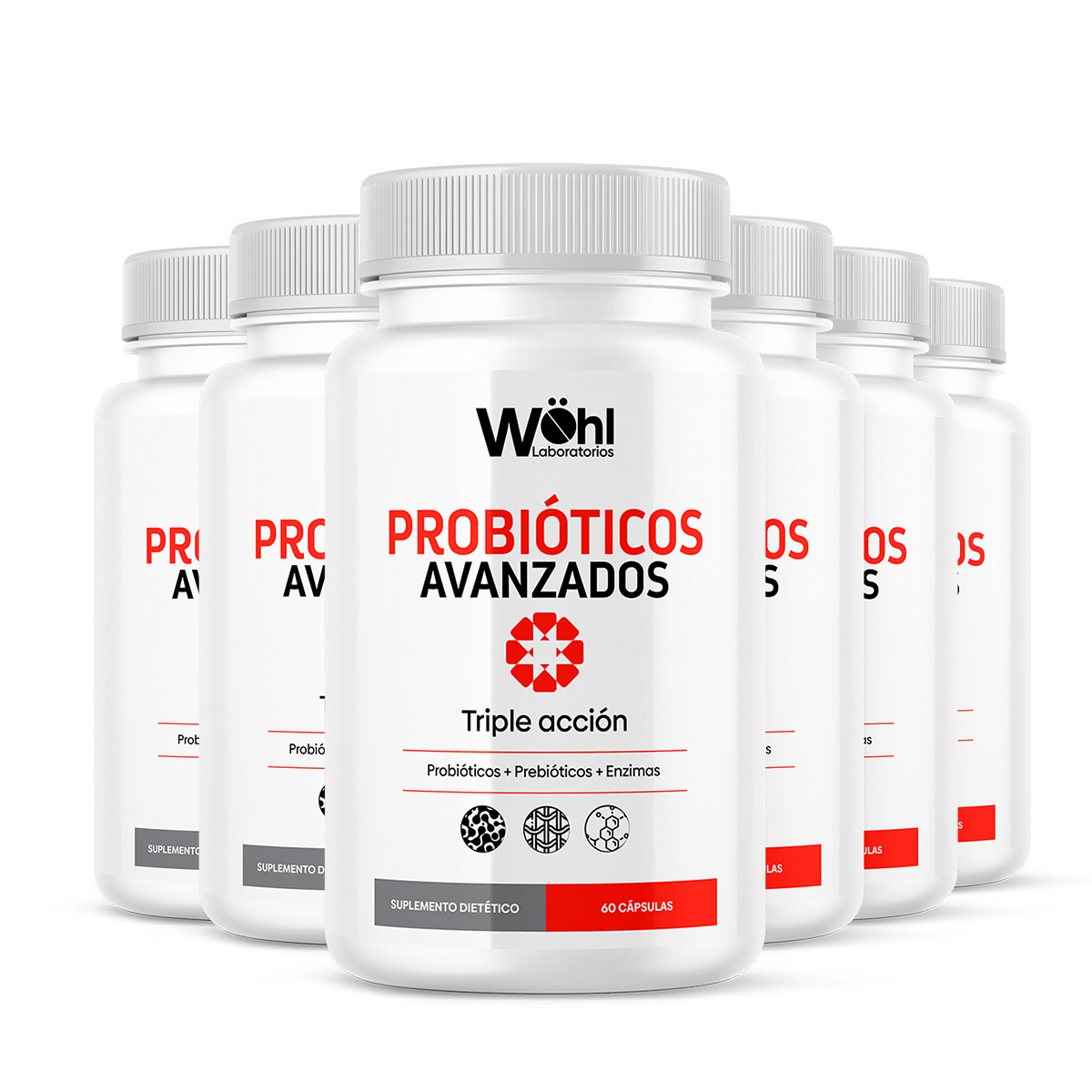 Foto 1 | Paquete de 6 Frascos De Probióticos Avanzados Laboratorios Wöhl Enzimas Digestivas