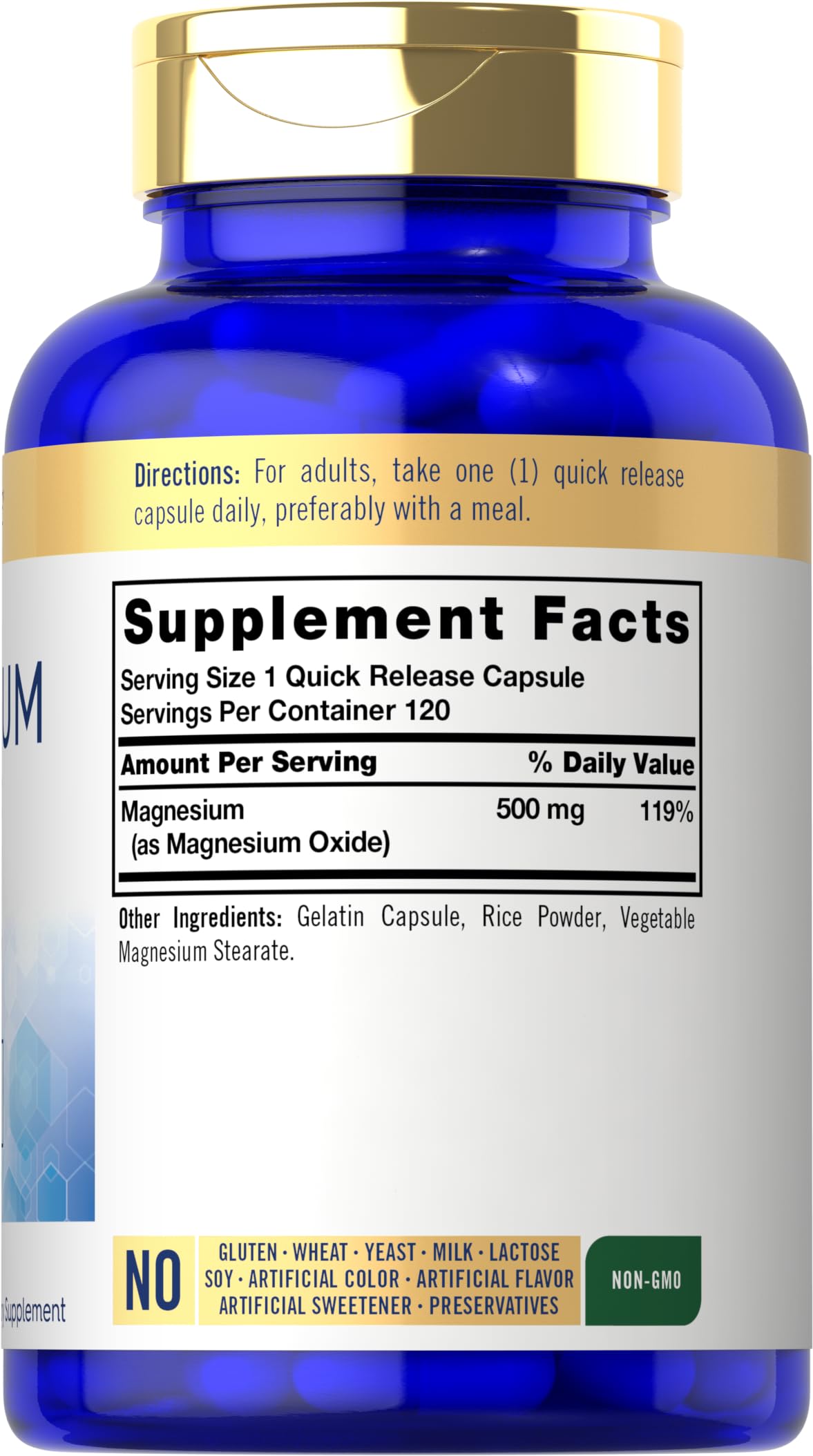 Foto 3 pulgar | Suplemento Carlyle de Óxido de Magnesio 500 mg 120 Cápsulas - Venta Internacional