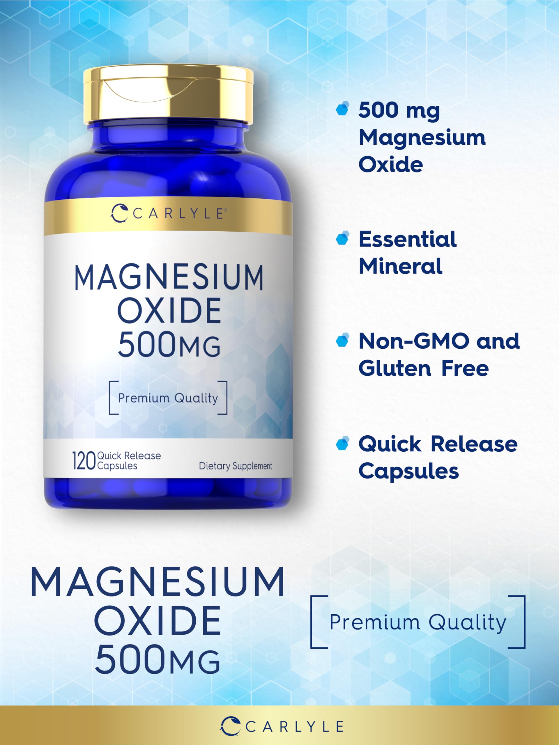 Foto 5 pulgar | Suplemento Carlyle de Óxido de Magnesio 500 mg 120 Cápsulas - Venta Internacional