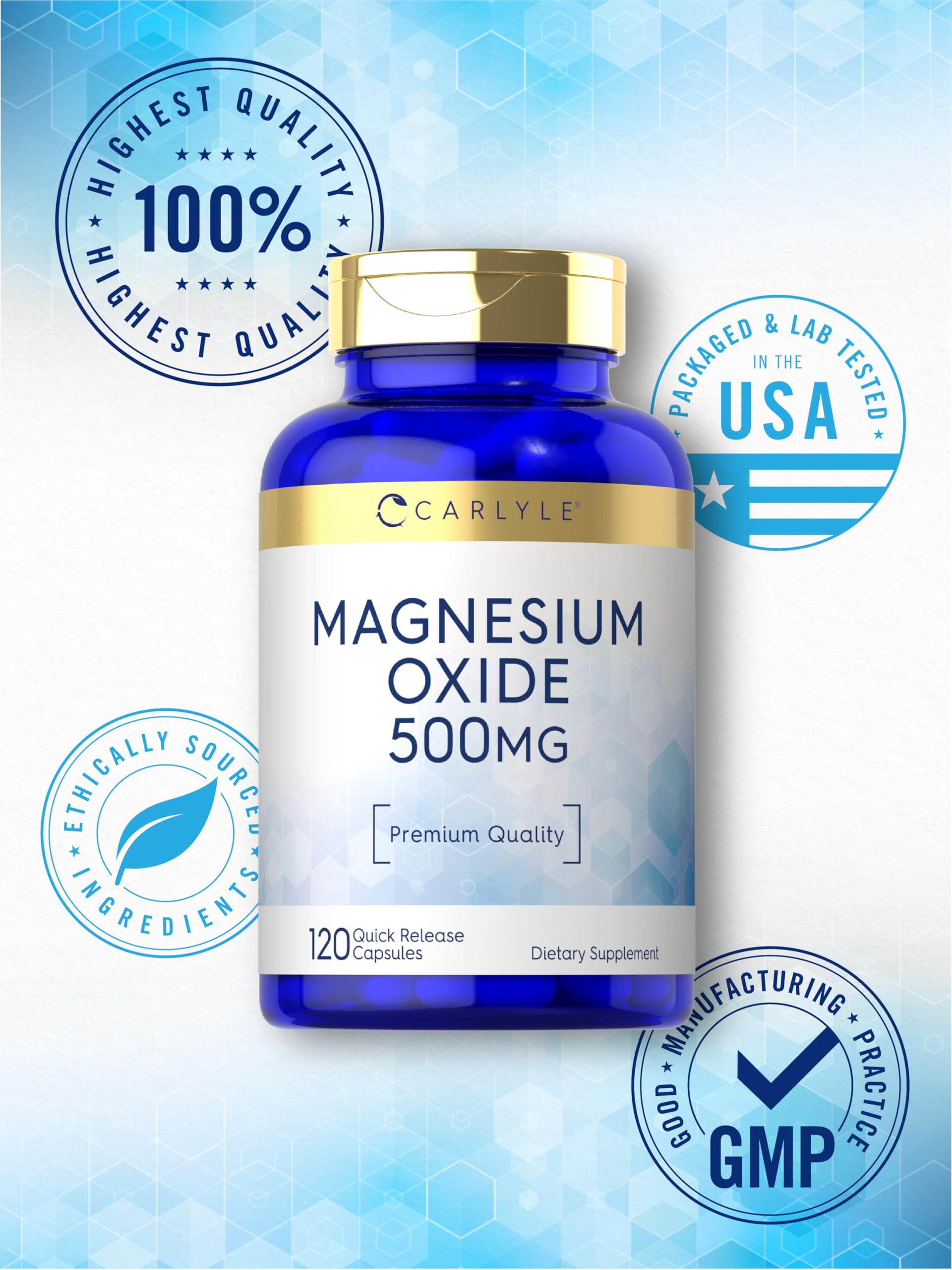 Foto 7 pulgar | Suplemento Carlyle de Óxido de Magnesio 500 mg 120 Cápsulas - Venta Internacional