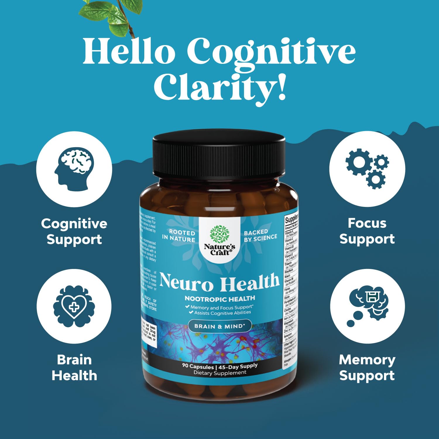 Foto 4 pulgar | Suplemento Neuro Health Brain de Huntington Labs 45 Porciones - Venta Internacional