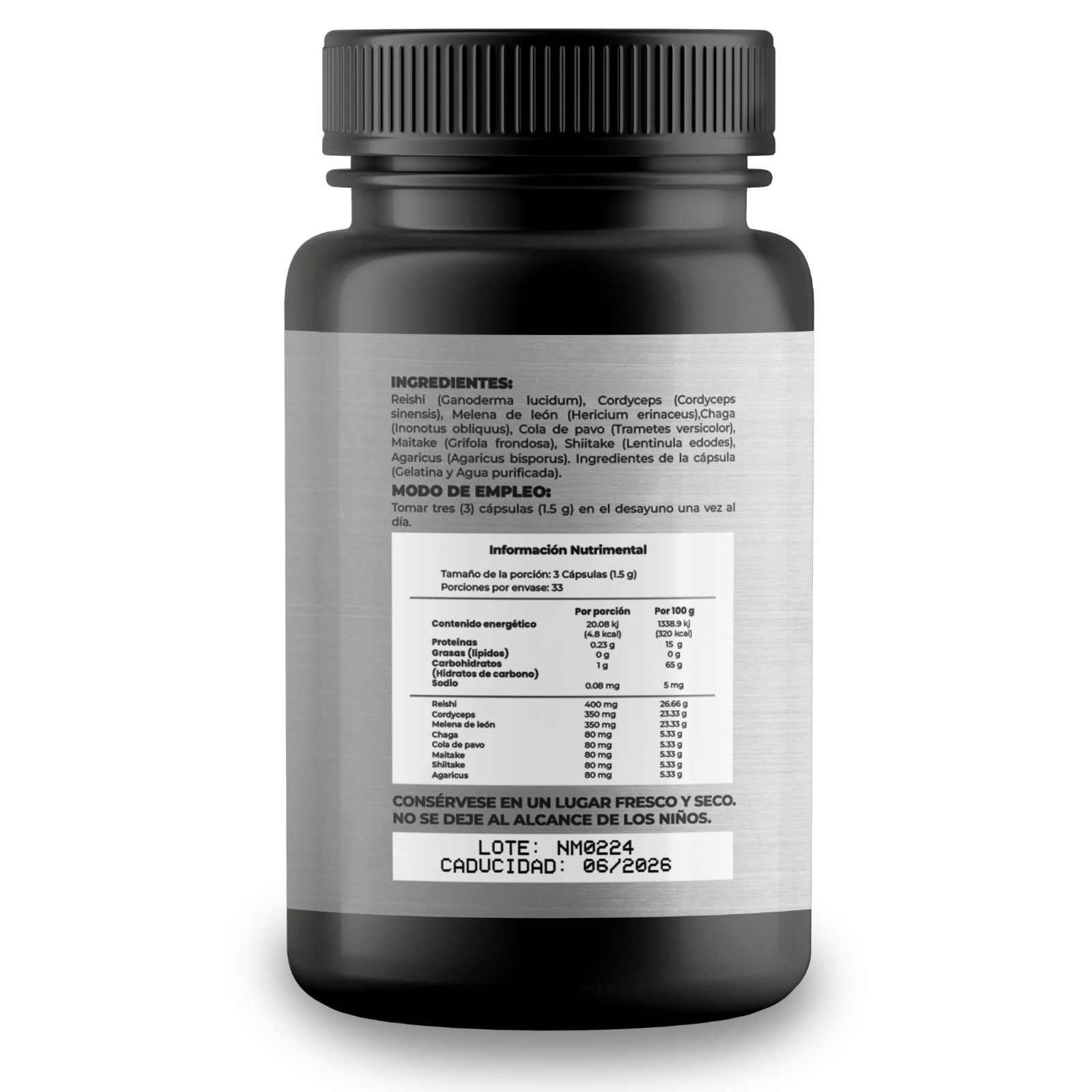 Foto 3 pulgar | Mezcla de 8 Hongos Adaptogenos 100 Cápsulas 500 Mg Natural