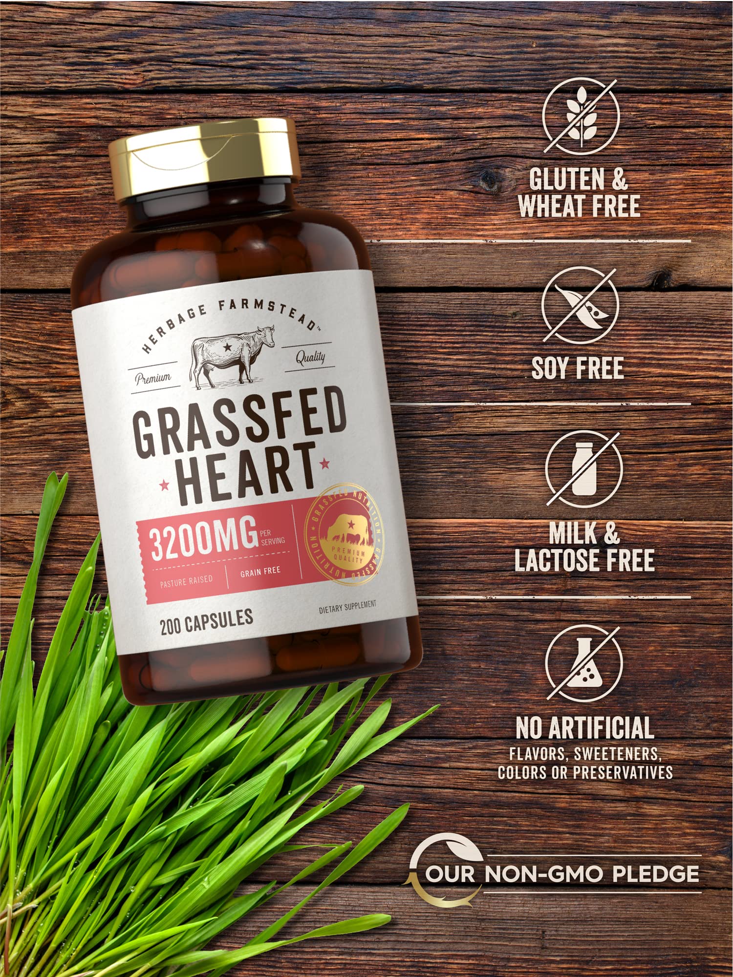 Foto 5 pulgar | Suplemento Carlyle Grass Feed Beef Heart 3200 mg 200 Cápsulas - Venta Internacional