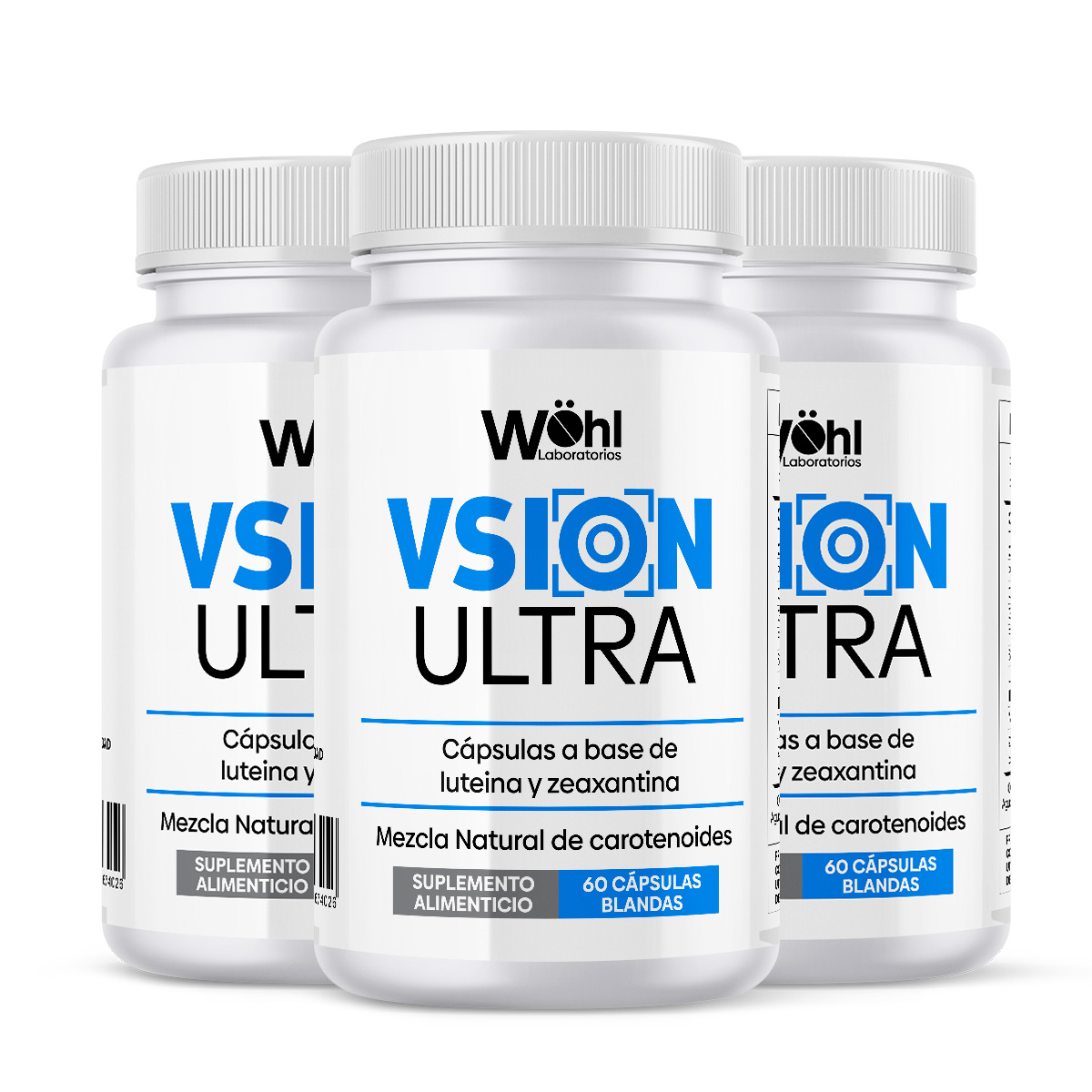 Paquete de 3 Frascos De Vsion Ultra Laboratorios Wöhl Luteina Zeaxantina