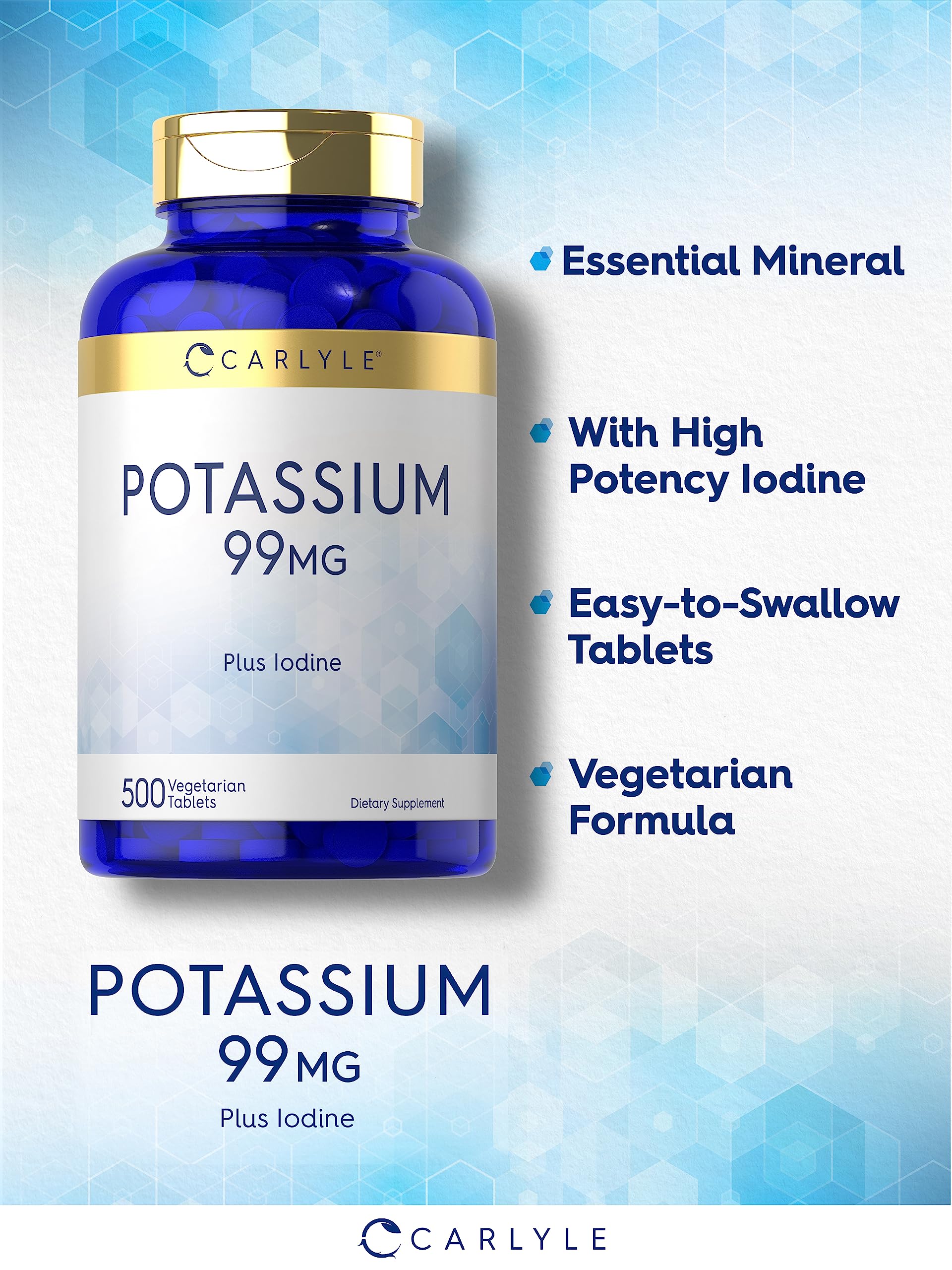Foto 4 pulgar | Suplemento Carlyle Potassium 99 Mg + Yodo 500 Comprimidos - Venta Internacional
