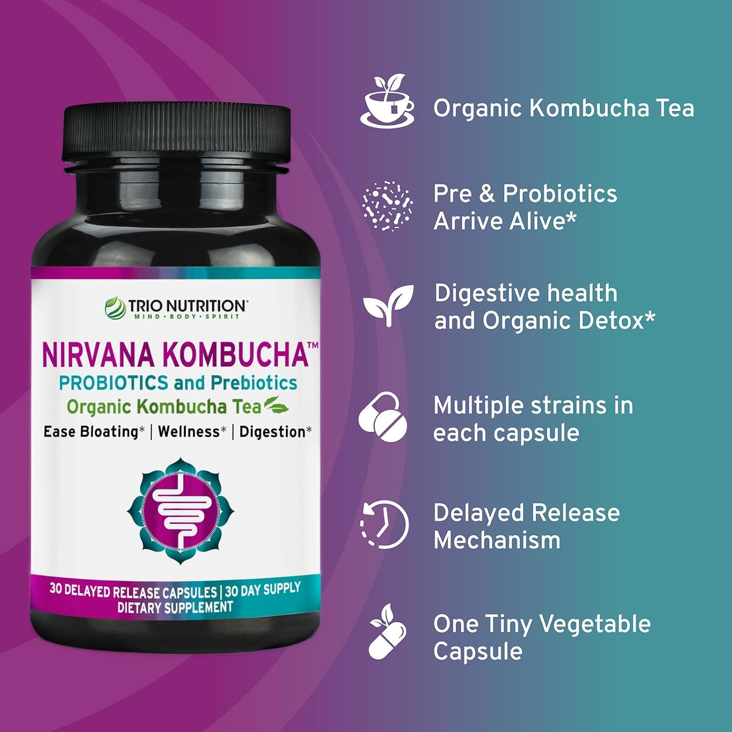 Foto 6 pulgar | Suplemento Trio Nutrition Nirvana Kombucha Con Probióticos - Venta Internacional