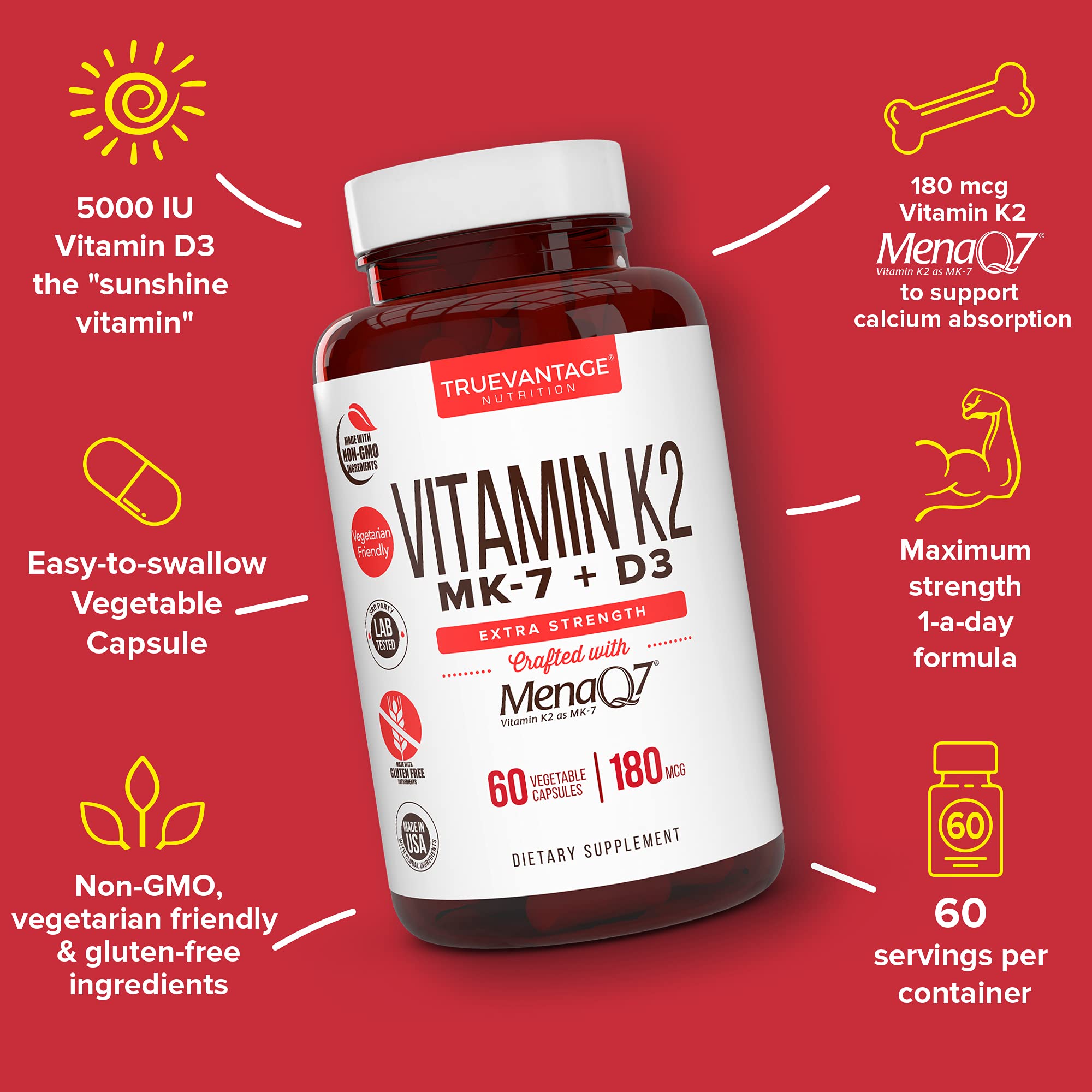 Foto 3 pulgar | Suplemento Truevantage Nutrition de Vitamina K2 D3 5000 UI - Venta Internacional