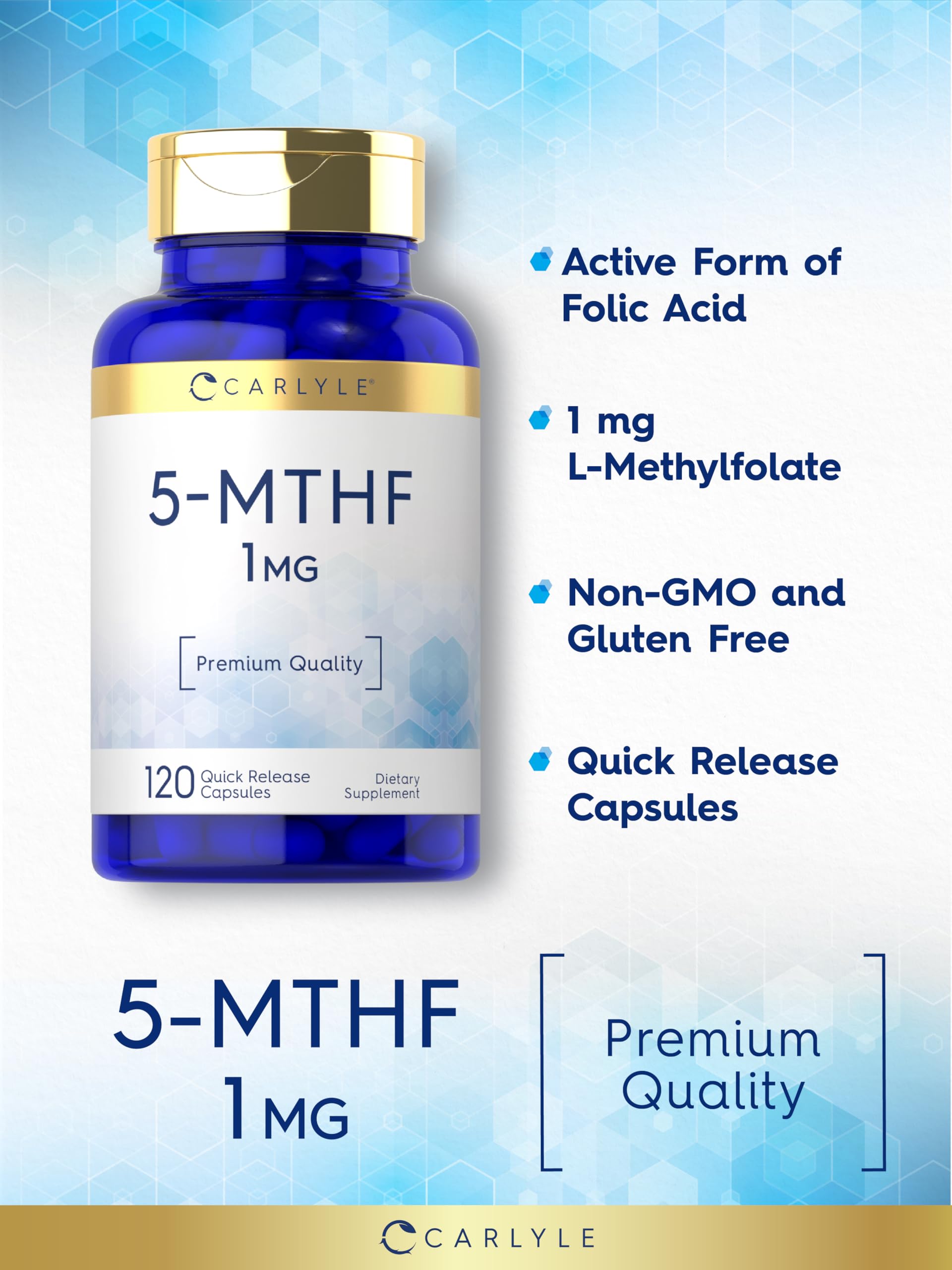 Foto 4 | Suplemento Carlyle 5-MTHF L-Metilfolato 1 mg 120 Cápsulas - Venta Internacional