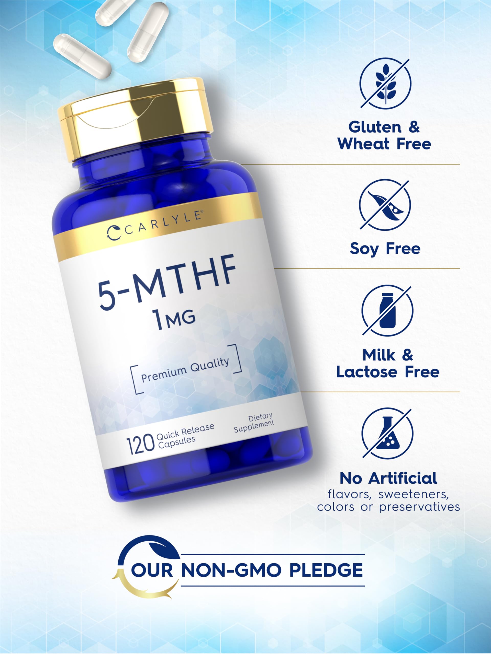 Foto 5 | Suplemento Carlyle 5-MTHF L-Metilfolato 1 mg 120 Cápsulas - Venta Internacional