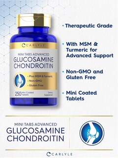 Foto 3 | Suplemento Carlyle Glucosamina Condroitina MSM y Cúrcuma 250 Tabletas - Venta Internacional