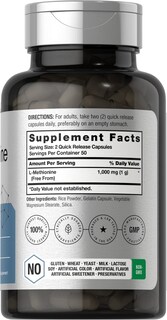 Foto 2 | Suplemento Horbäach L-metionina 1000 mg 100 Cápsulas - Venta Internacional