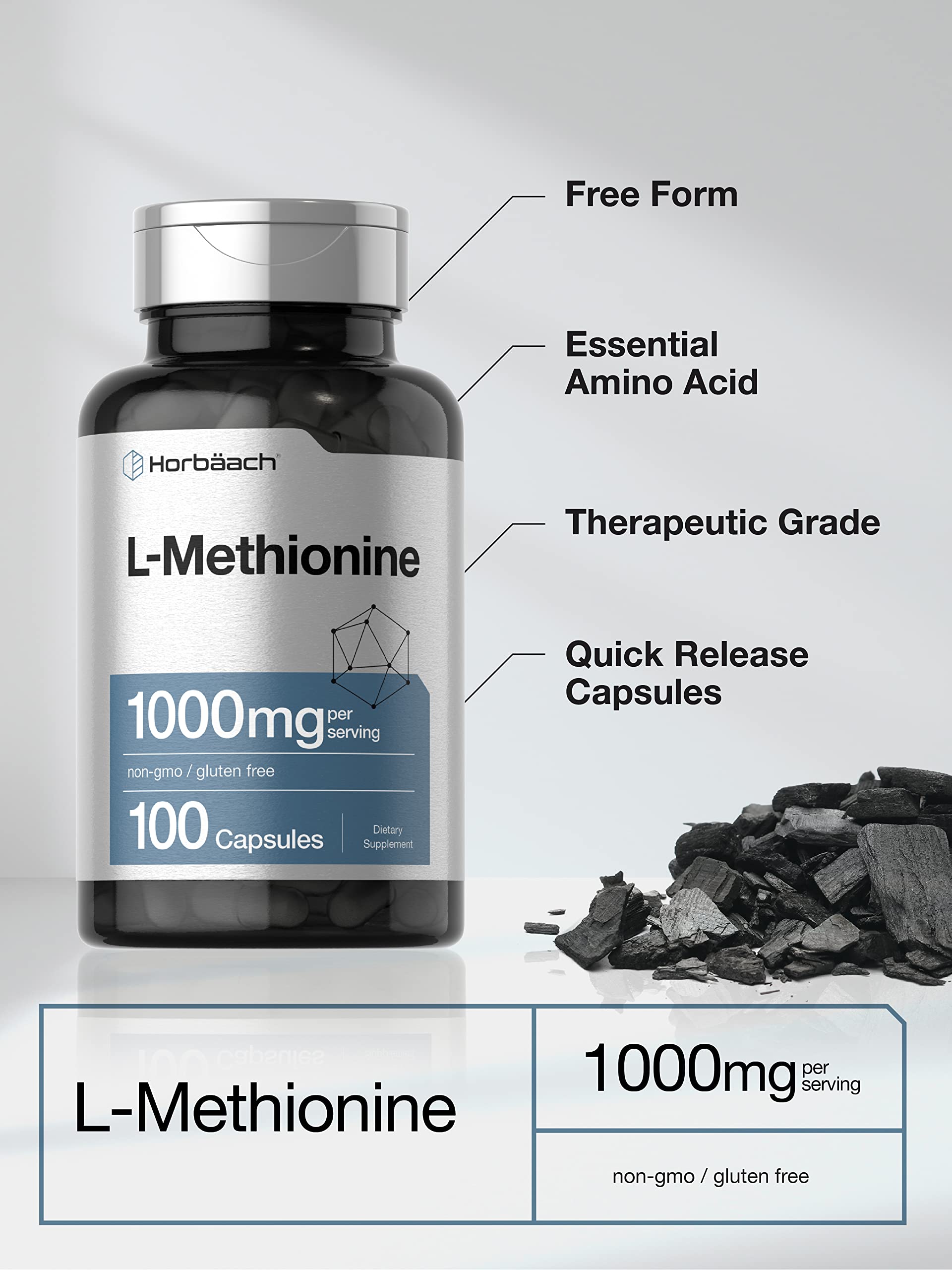 Foto 4 pulgar | Suplemento Horbäach L-metionina 1000 mg 100 Cápsulas - Venta Internacional