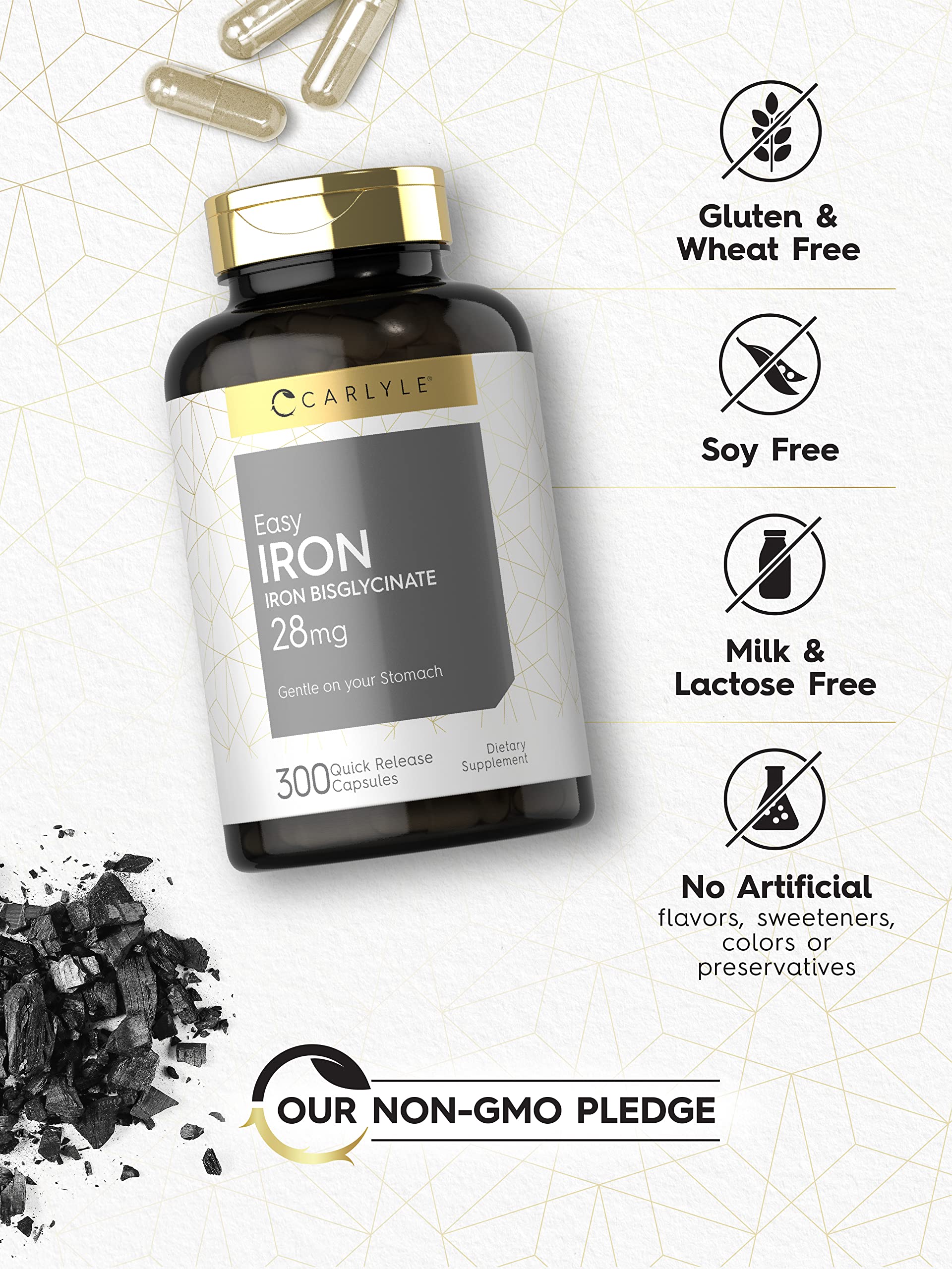 Foto 4 | Suplemento Carlyle Easy Iron 28 mg 300 Cápsulas sin OGM y sin Gluten - Venta Internacional