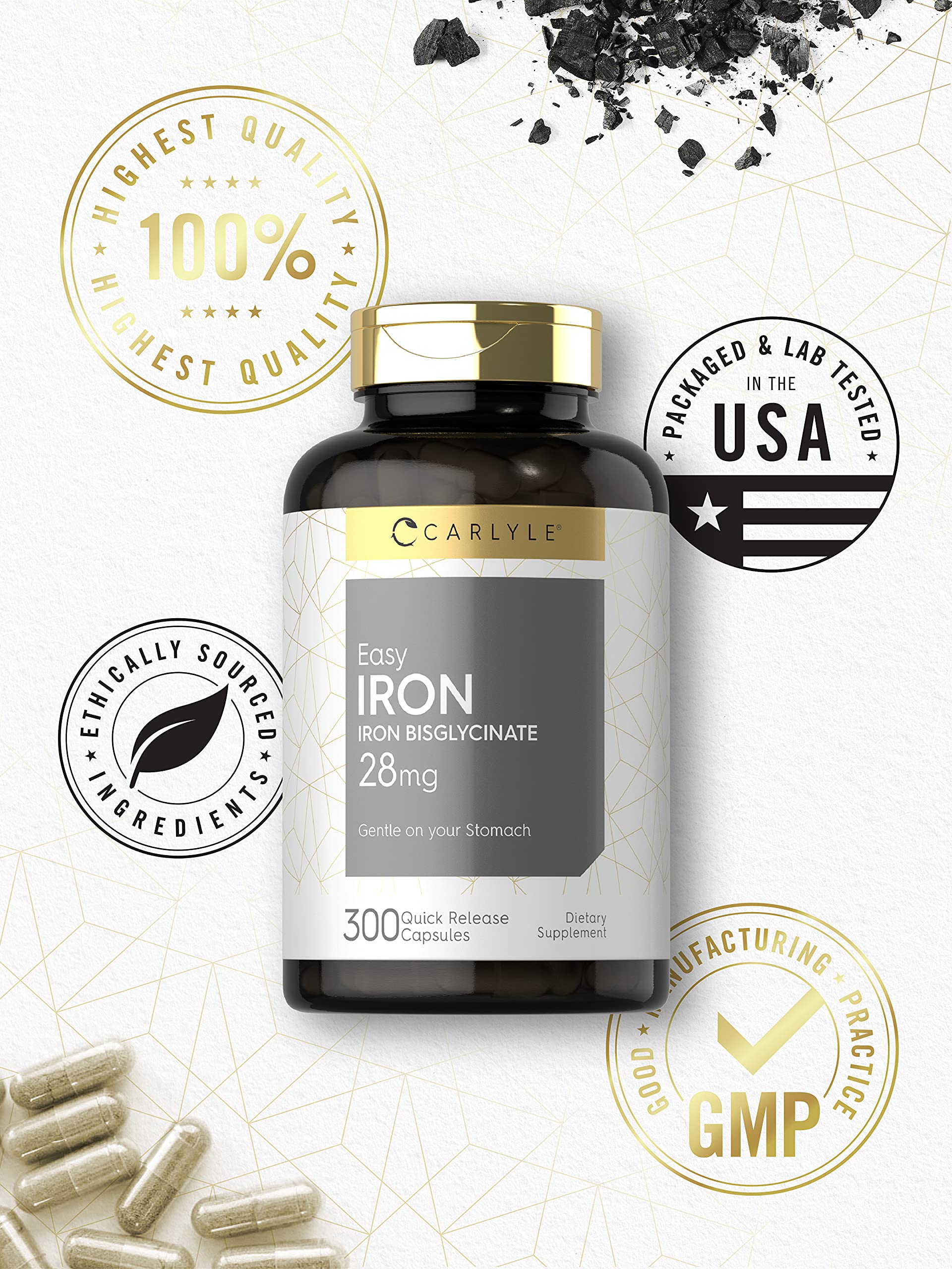 Foto 5 | Suplemento Carlyle Easy Iron 28 mg 300 Cápsulas sin OGM y sin Gluten - Venta Internacional