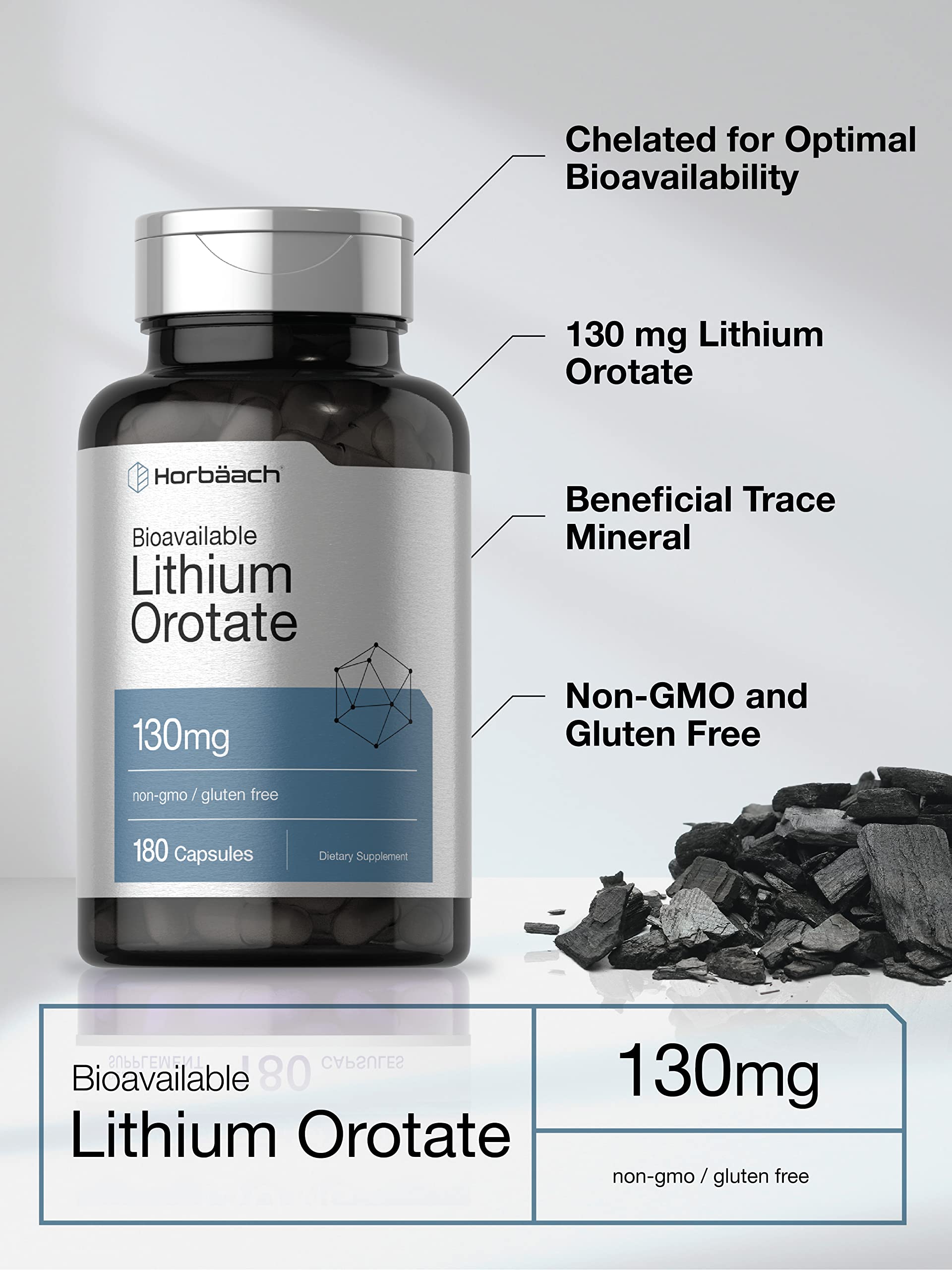 Foto 3 | Suplemento Horbäach De Orotato De Litio 130 Mg 180 Cápsulas - Venta Internacional