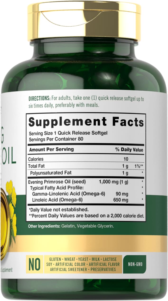 Foto 3 pulgar | Suplemento de Aceite de Onagra Carlyle 1000 mg 80 Cápsulas Blandas - Venta Internacional