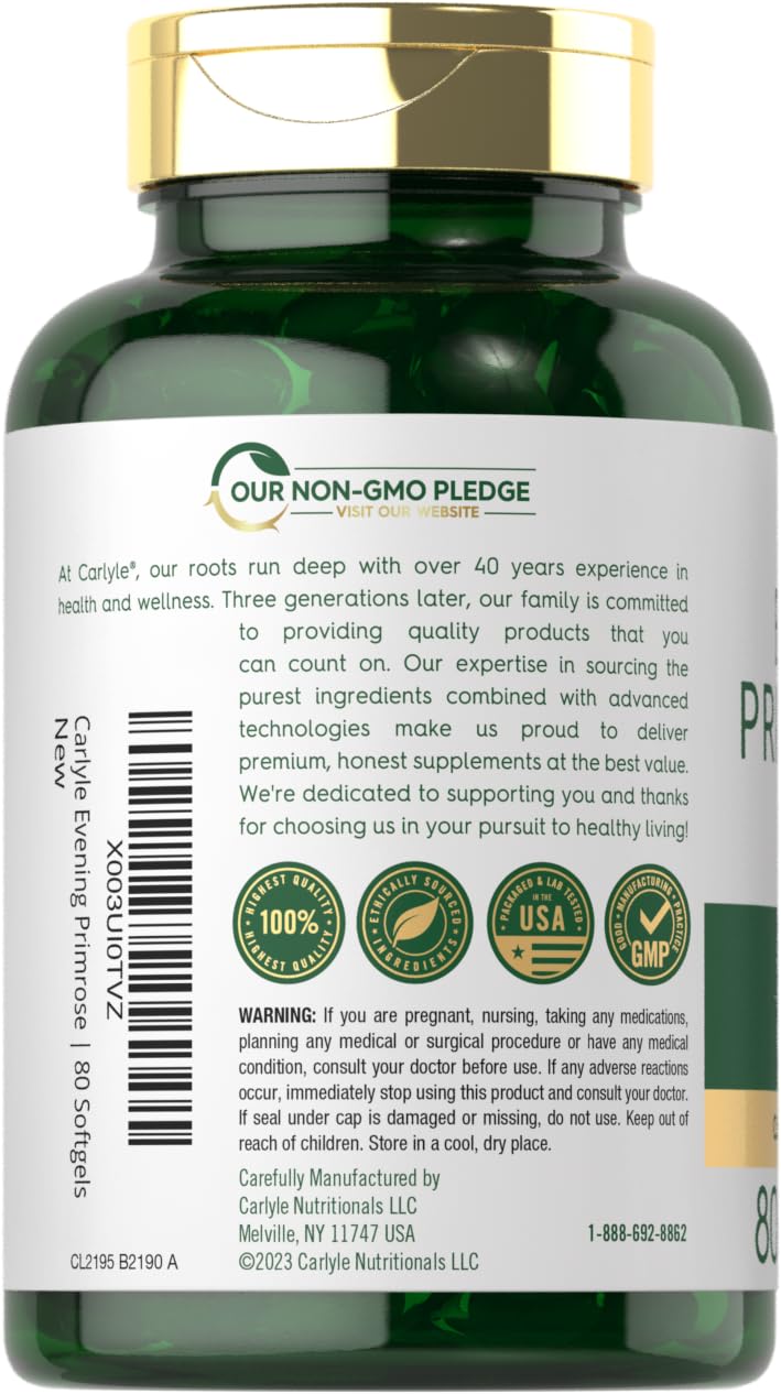 Foto 4 pulgar | Suplemento de Aceite de Onagra Carlyle 1000 mg 80 Cápsulas Blandas - Venta Internacional