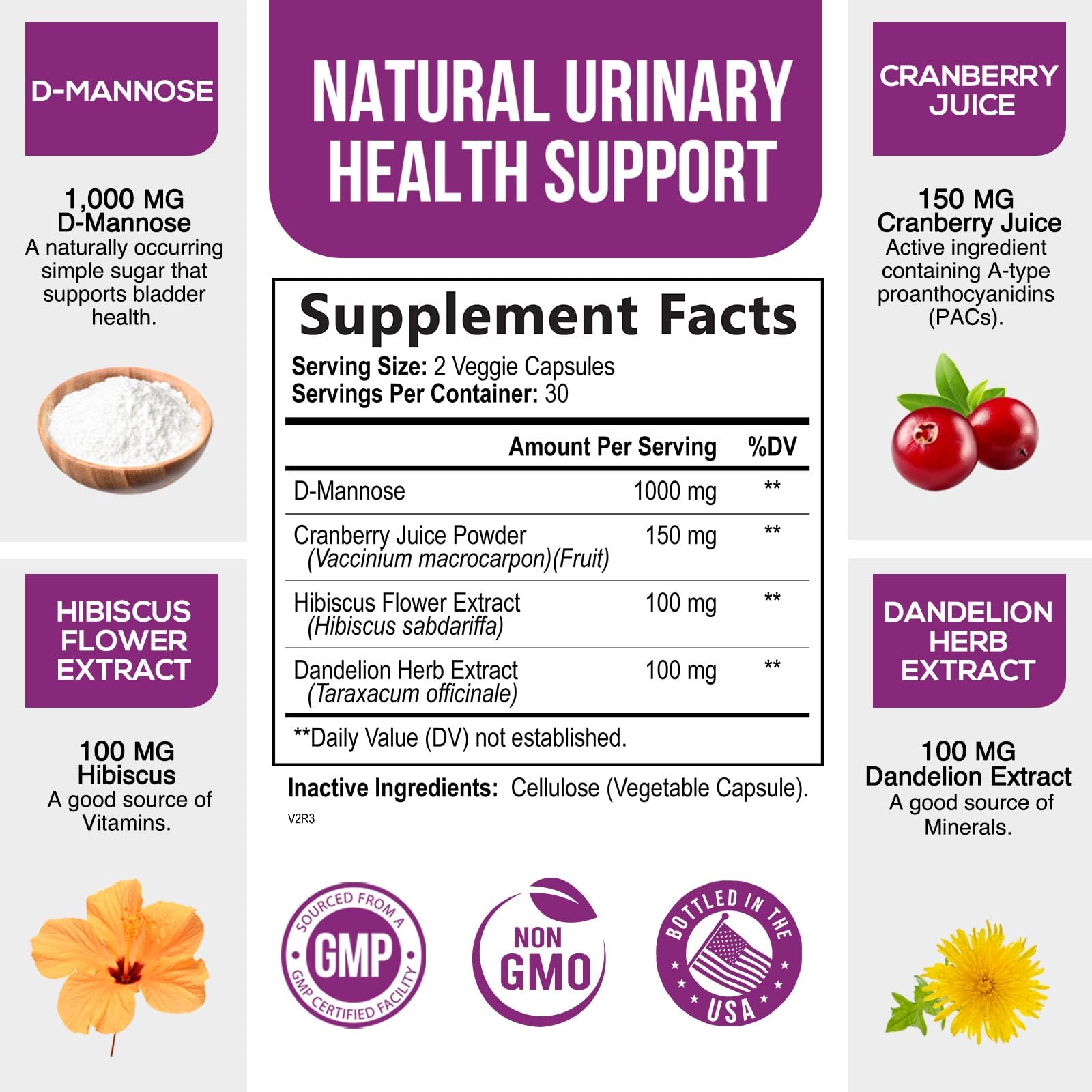 Foto 3 pulgar | Suplemento Health Nutrition Naturals Con D-manosa y Arándano - Venta Internacional