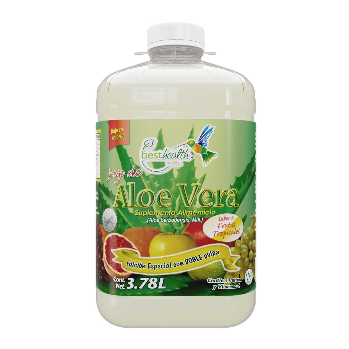 Foto 2 pulgar | Jugo de Aloe Vera 100% Natural con Trocitos de Sábila y Doble Pulpa 3.78L - Best Health