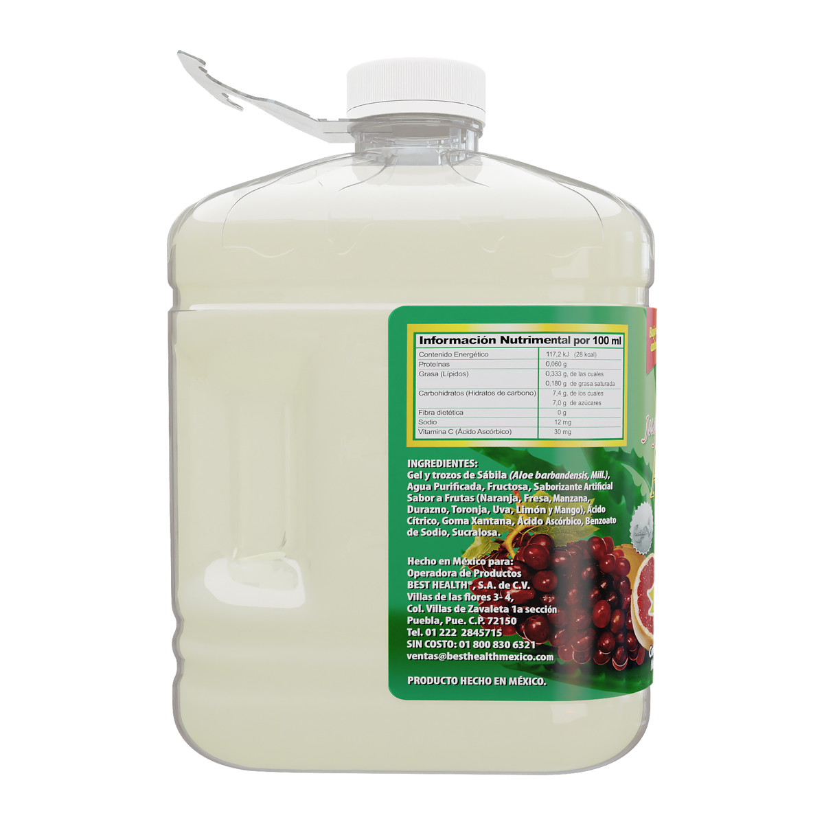 Foto 3 pulgar | Jugo de Aloe Vera 100% Natural con Trocitos de Sábila y Doble Pulpa 3.78L - Best Health