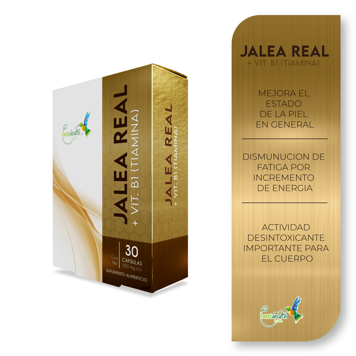 Foto 3 pulgar | Jalea Real + Vitamina B1 Tiamina 30 Caps Best Health Suplemento Alimenticio