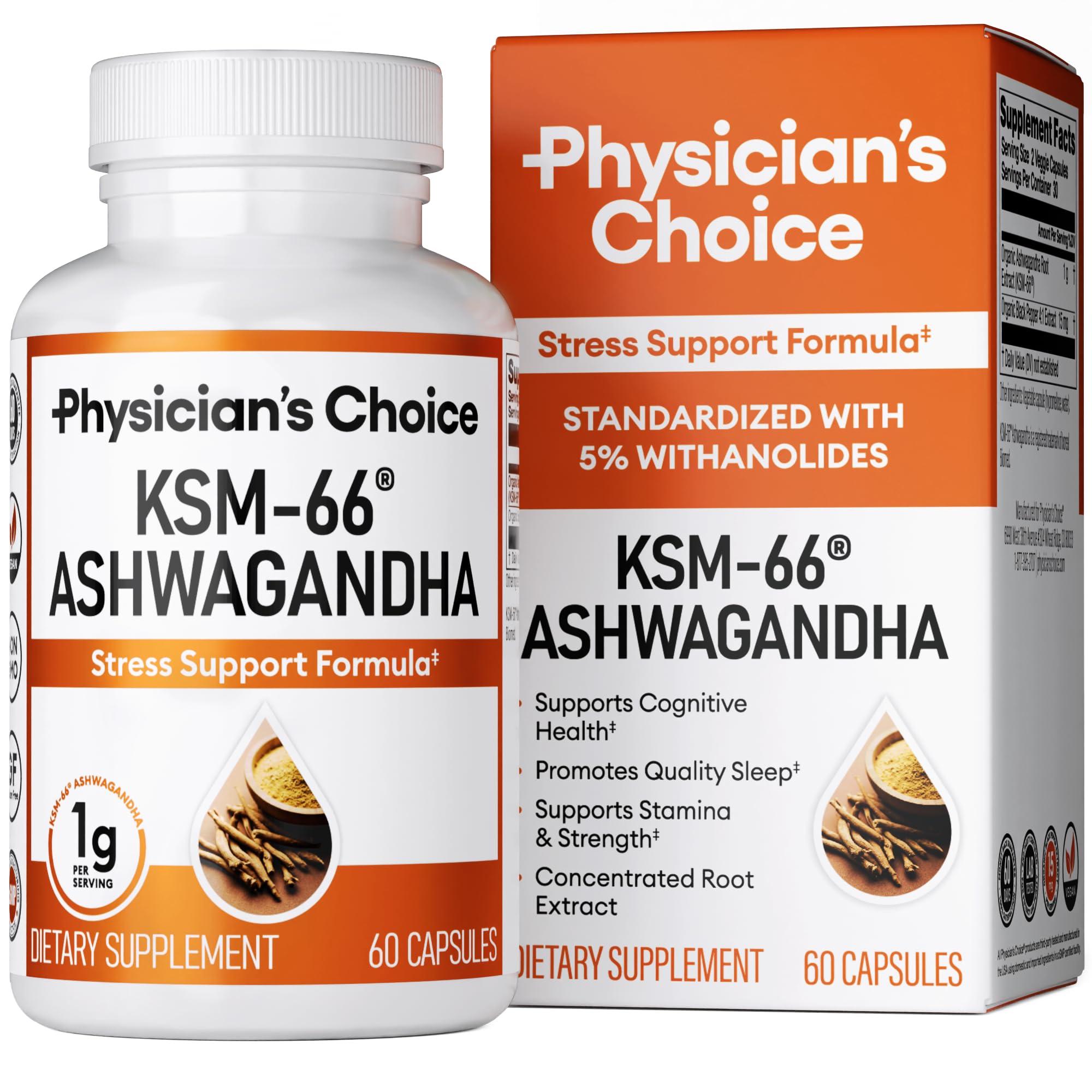 Suplemento Physician's Choice Ksm-66 Ashwagandha 1000 Mg - Venta Internacional.