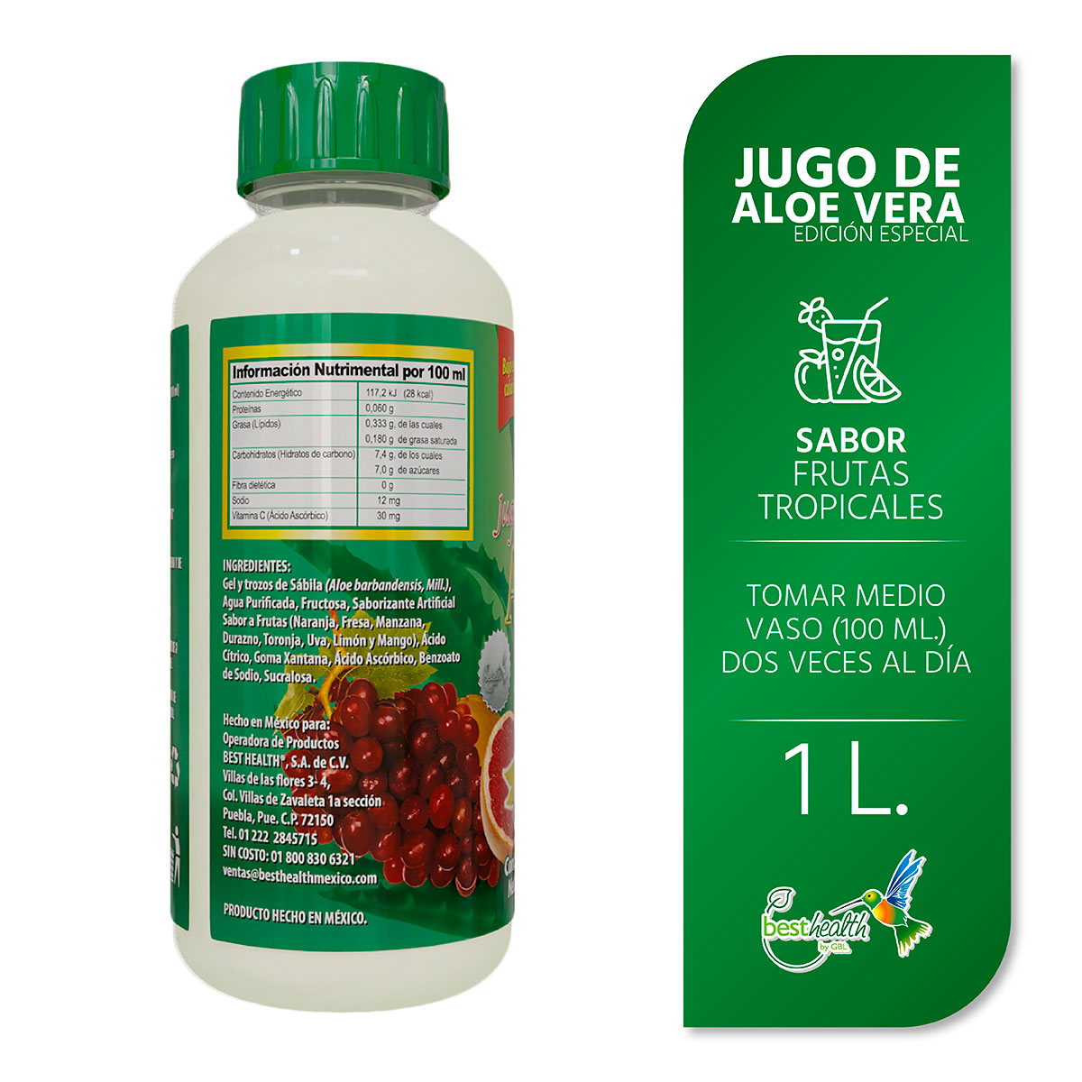 Foto 4 pulgar | Jugo de Aloe Vera 100% Natural con Trocitos de Sábila y Doble Pulpa - 1L