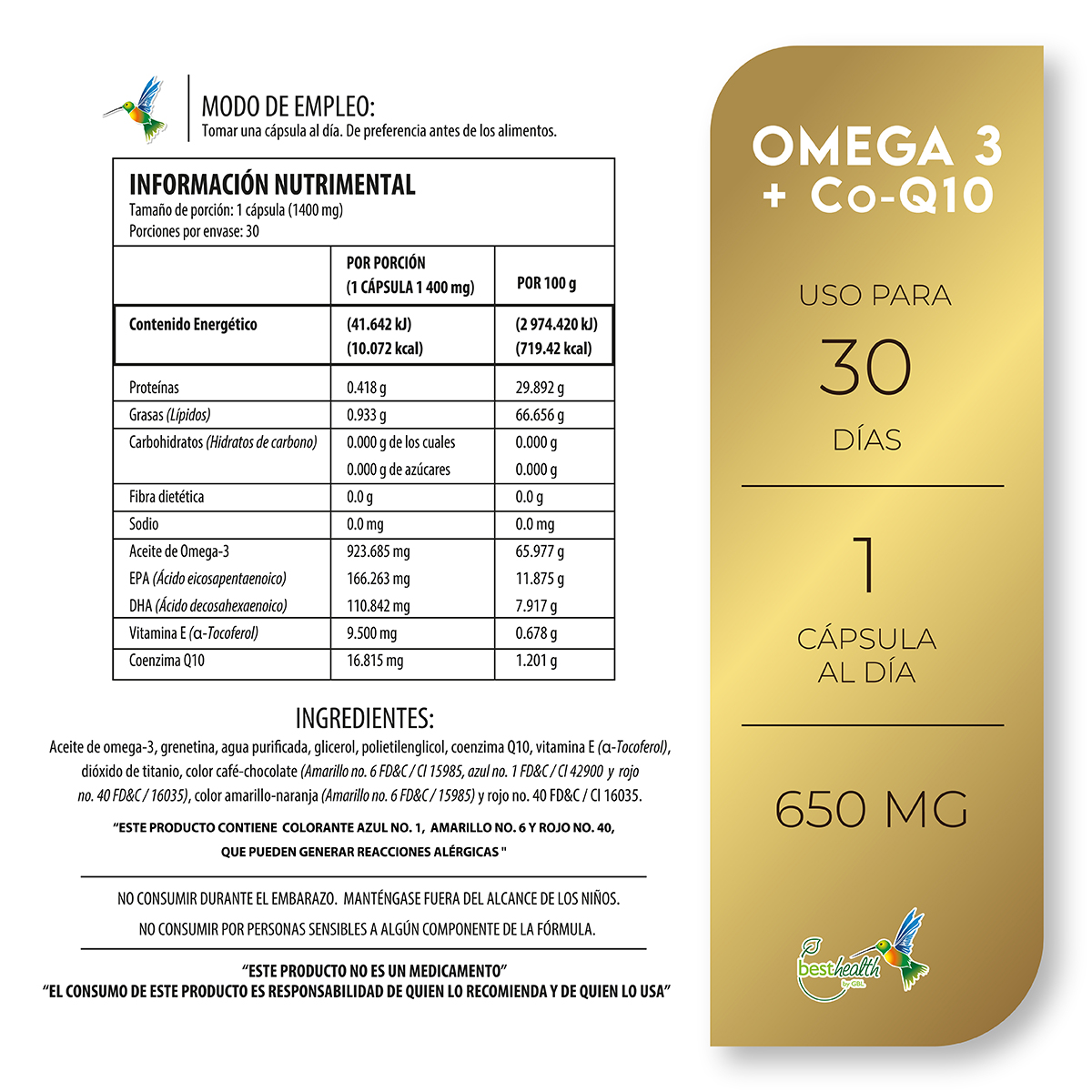 Foto 4 pulgar | Omega 3 + Coq10 30 Cápsulas Best Health Antioxidante