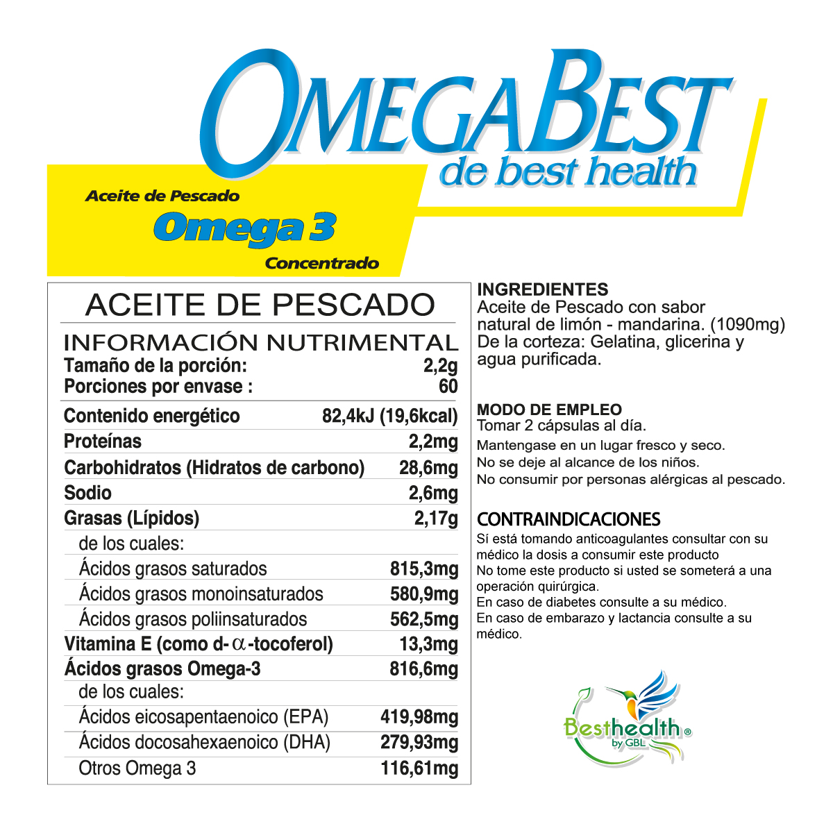 Foto 2 | Cápsulas Suaves De Aceite De Pescado Puro Omega 3, Con Delicioso Sabor Limón-mandarina