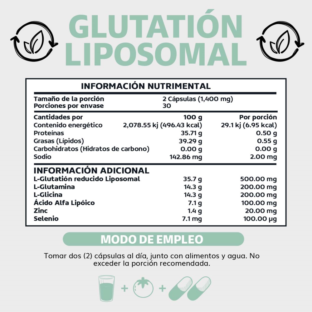 Foto 7 pulgar | Suplemento Alimenticio L-glutation Liposomal, L-glutamina, L-glicina, Zinc Y Selenio 60 Cápsulas