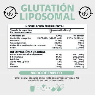 Foto 6 | Suplemento Alimenticio L-glutation Liposomal, L-glutamina, L-glicina, Zinc Y Selenio 60 Cápsulas