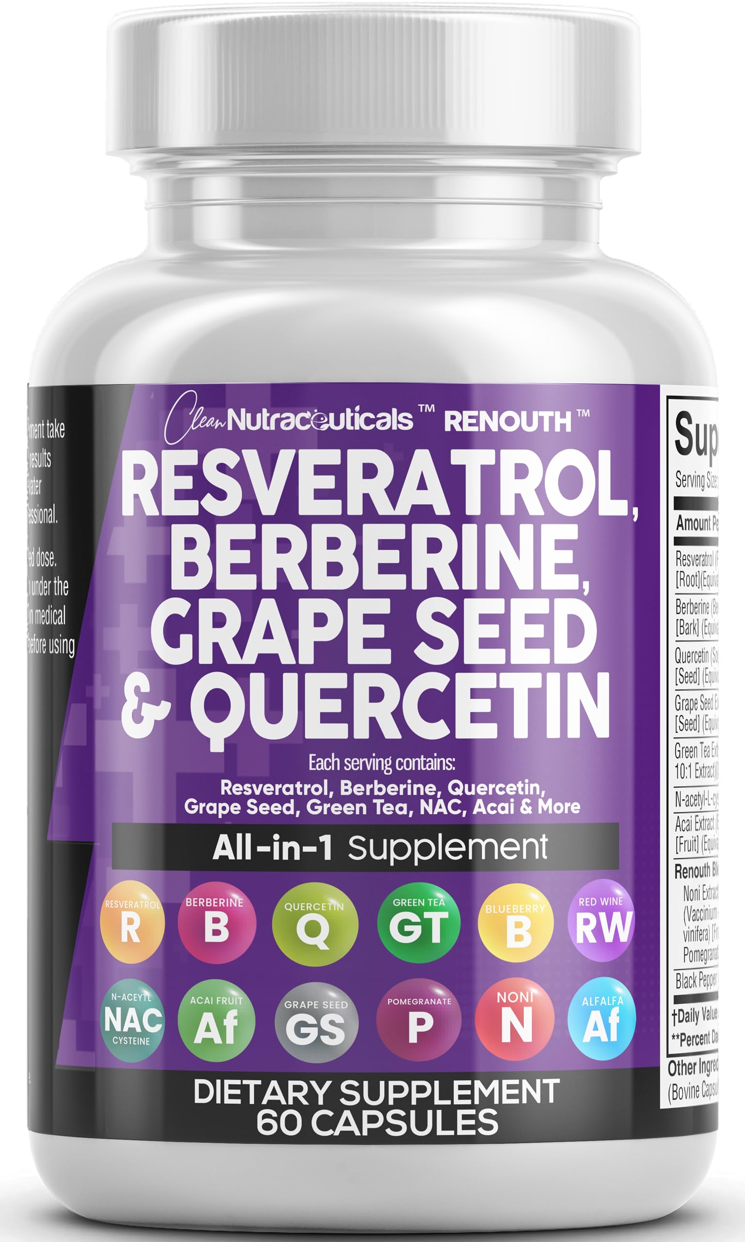 Suplemento Clean Nutraceuticals Renouth Resveratrol 6000 mg - Venta Internacional