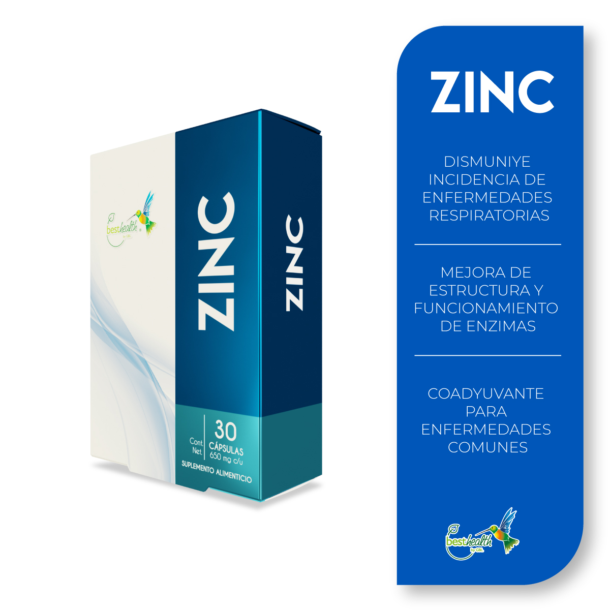 Foto 3 pulgar | Zinc 30 Caps Best Health Suplemento Alimenticio