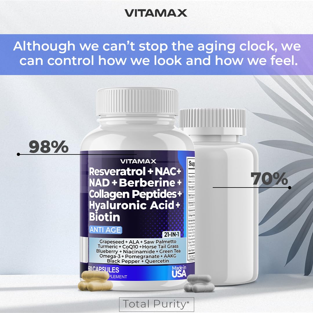 Foto 7 pulgar | Suplemento Vitamax Resveratrol Nad+, Berberina Y Ácido Hialurónico - Venta Internacional.