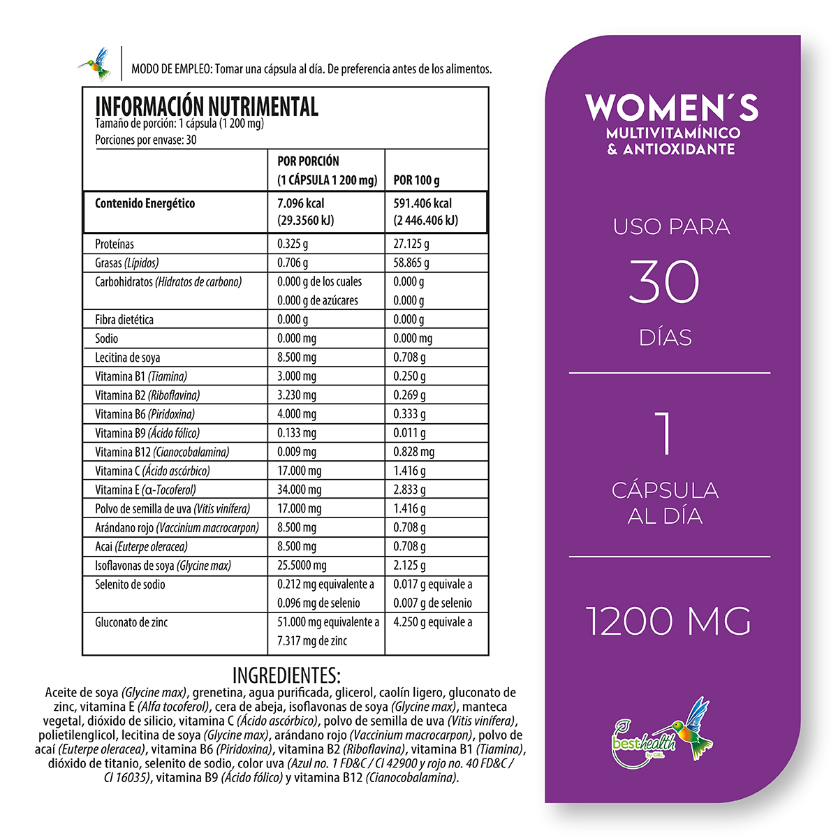 Foto 4 pulgar | Suplemento Multivitamnínico Best Health de 30 Cápsulas
