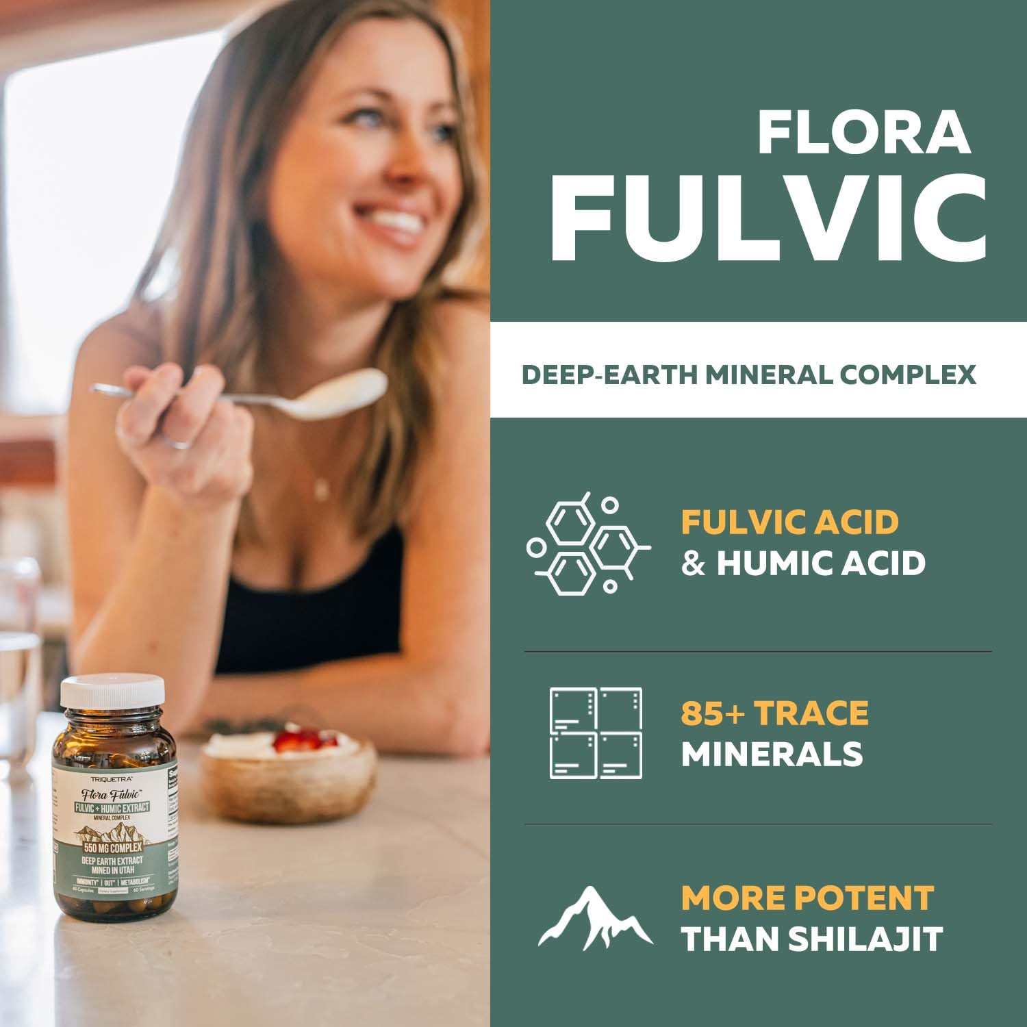 Foto 3 pulgar | Suplemento Triquetra Health Flora Fulvic 550 Mg 60 Cápsulas - Venta Internacional
