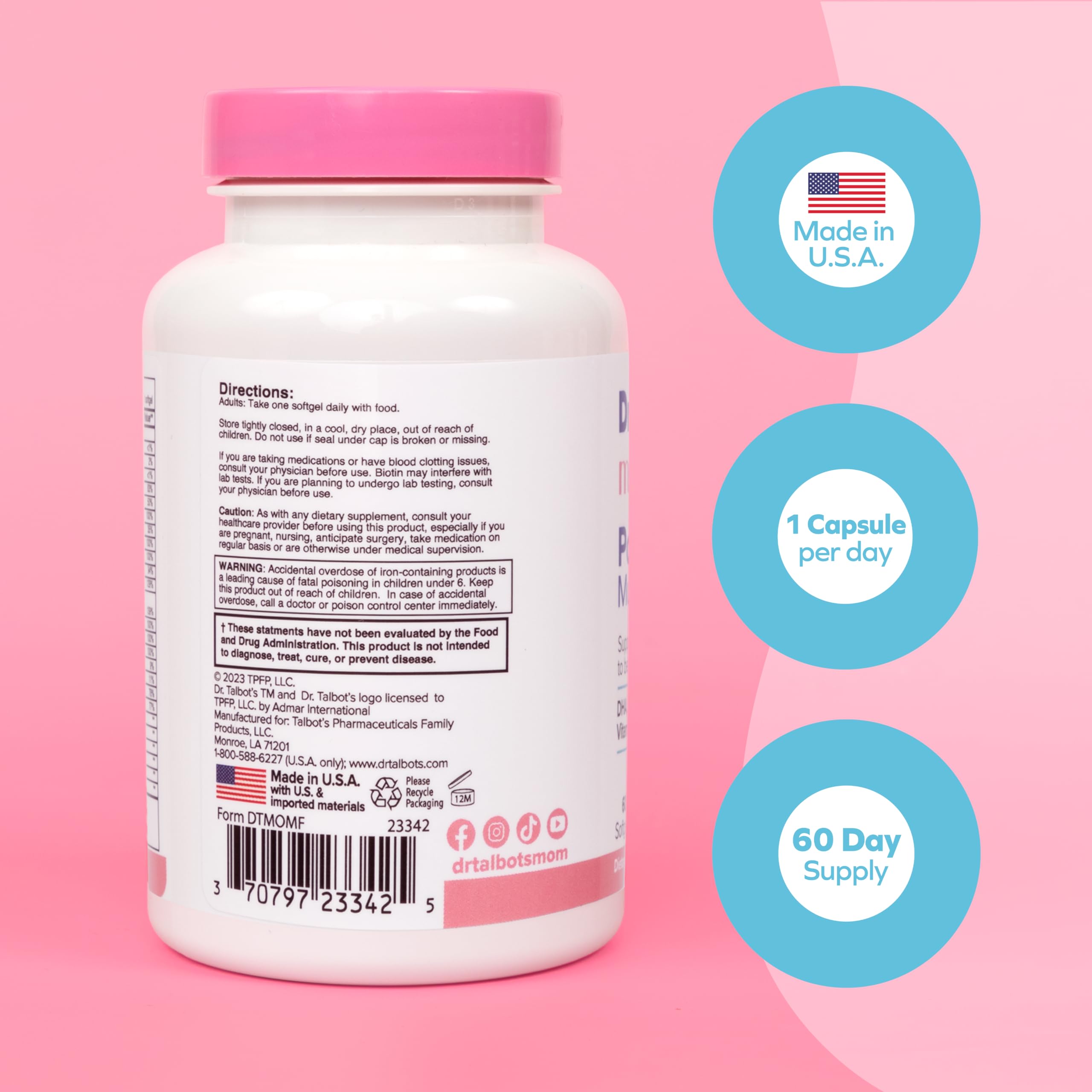 Foto 4 pulgar | Multivitamínico Posnatal Dr. Talbot's Mom con 60 Cápsulas Blandas de DHA - Venta Internacional