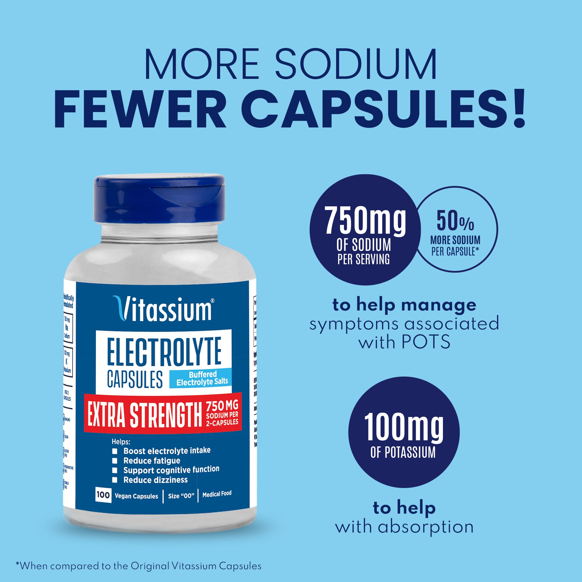 Foto 2 | Cápsulas Electrolíticas Vitassium Extra Strength 100 Cápsulas - Venta Internacional