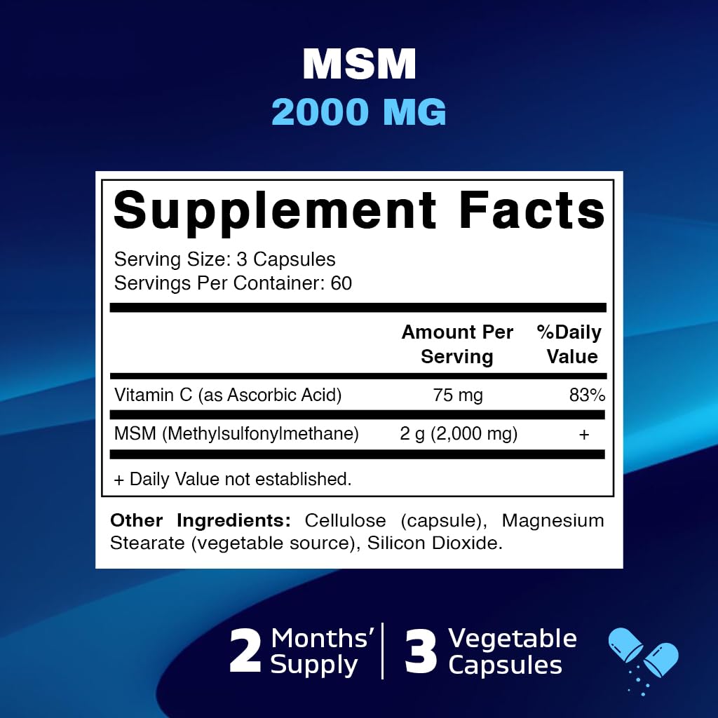 Foto 3 pulgar | Suplemento Vitamatic Msm 2000 mg con Vitamina C 75 mg 180 Cápsulas - Venta Internacional
