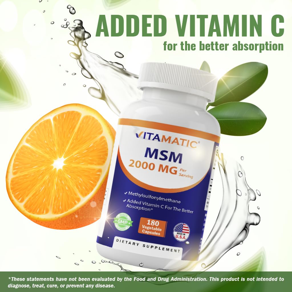 Foto 4 pulgar | Suplemento Vitamatic Msm 2000 mg con Vitamina C 75 mg 180 Cápsulas - Venta Internacional