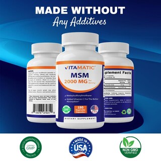 Foto 6 | Suplemento Vitamatic Msm 2000 mg con Vitamina C 75 mg 180 Cápsulas - Venta Internacional