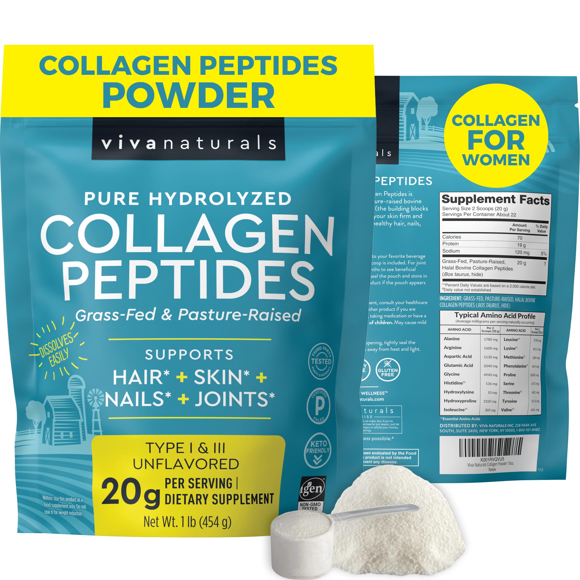Foto 2 pulgar | Colágeno en Polvo Hidrolizado Viva Naturals - Venta Internacional
