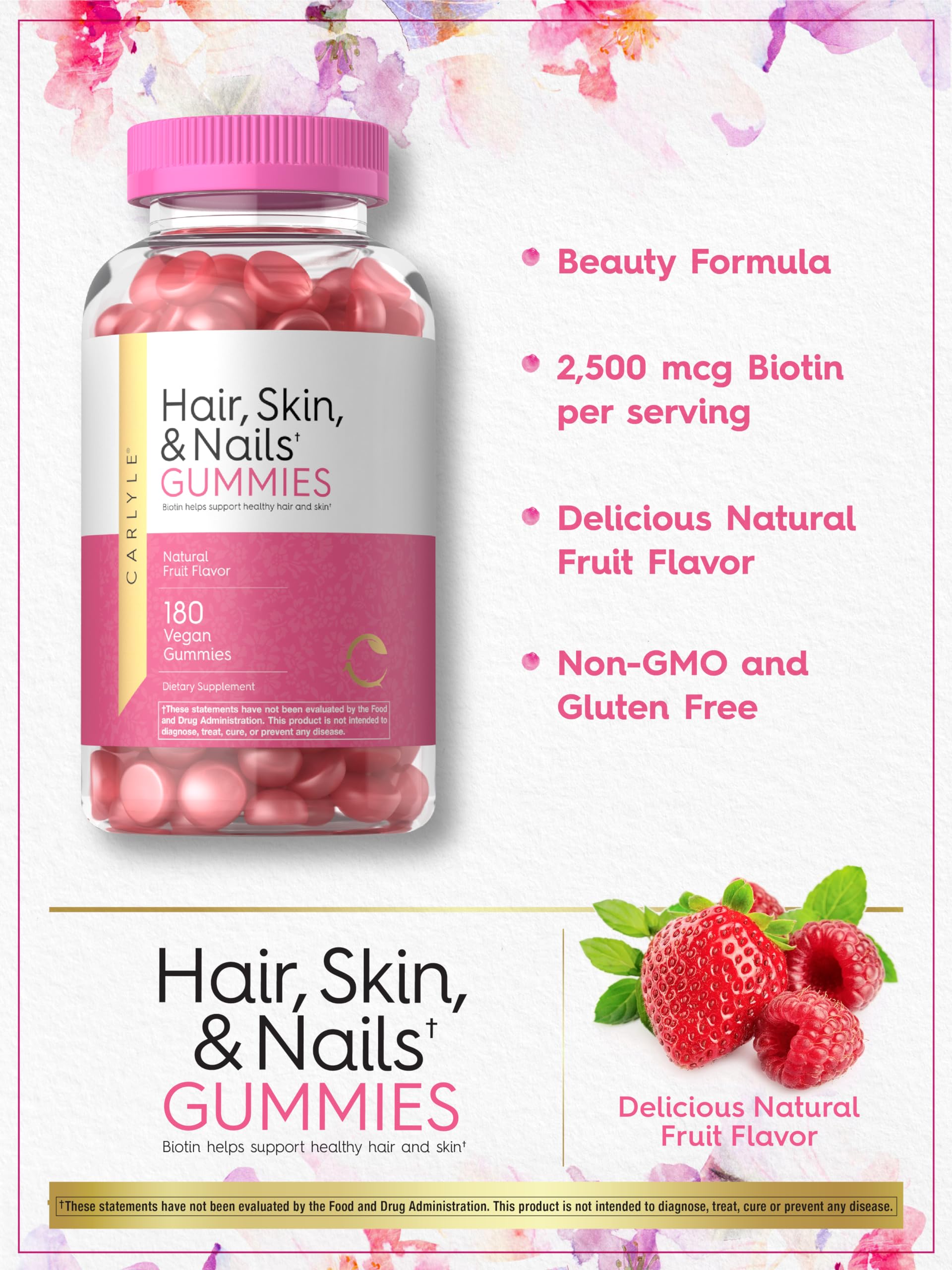 Foto 5 pulgar | Gomitas Carlyle para Cabello Piel y Uñas con Biotina 180 unidades - Venta Internacional