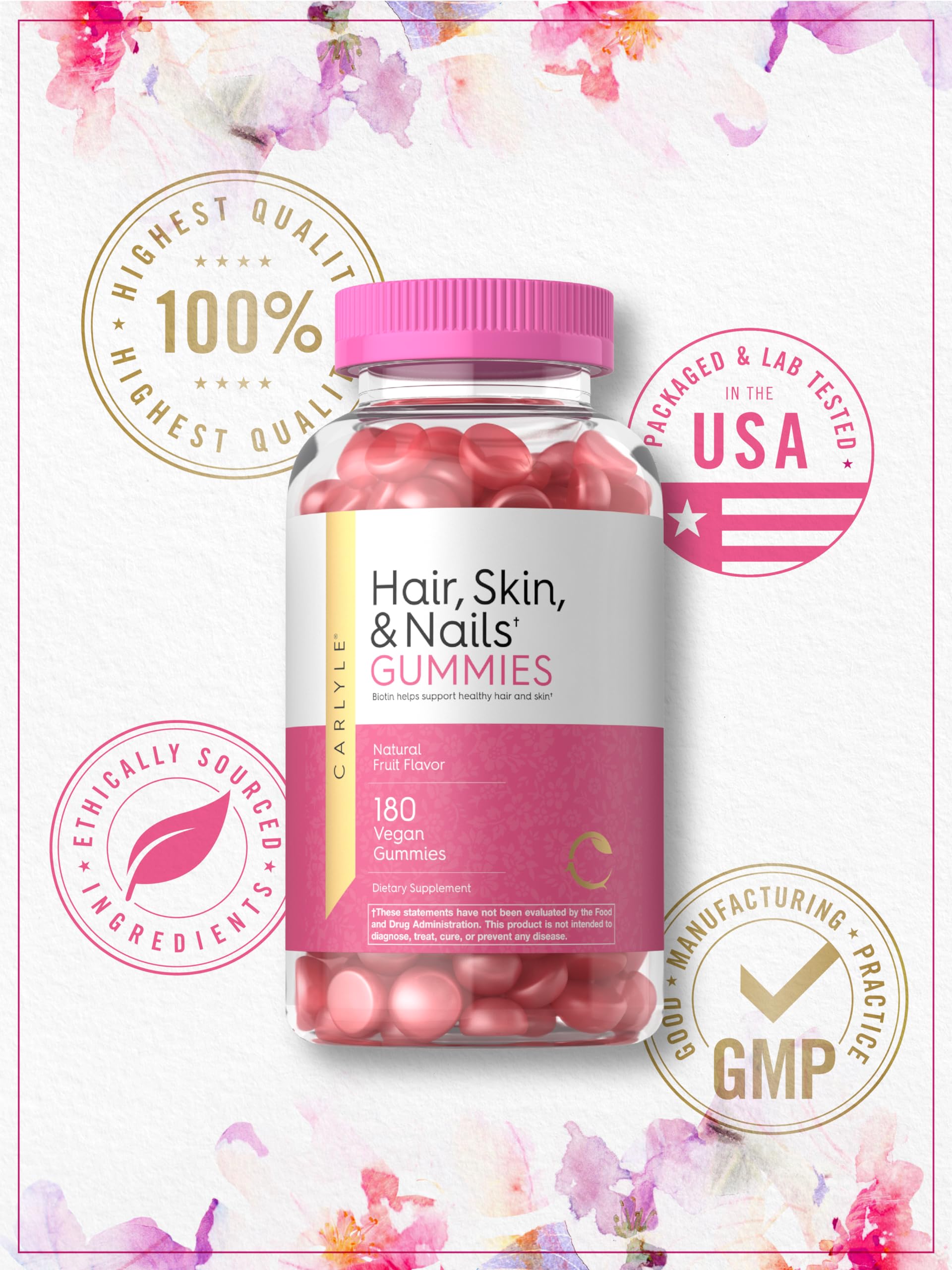 Foto 7 pulgar | Gomitas Carlyle para Cabello Piel y Uñas con Biotina 180 unidades - Venta Internacional