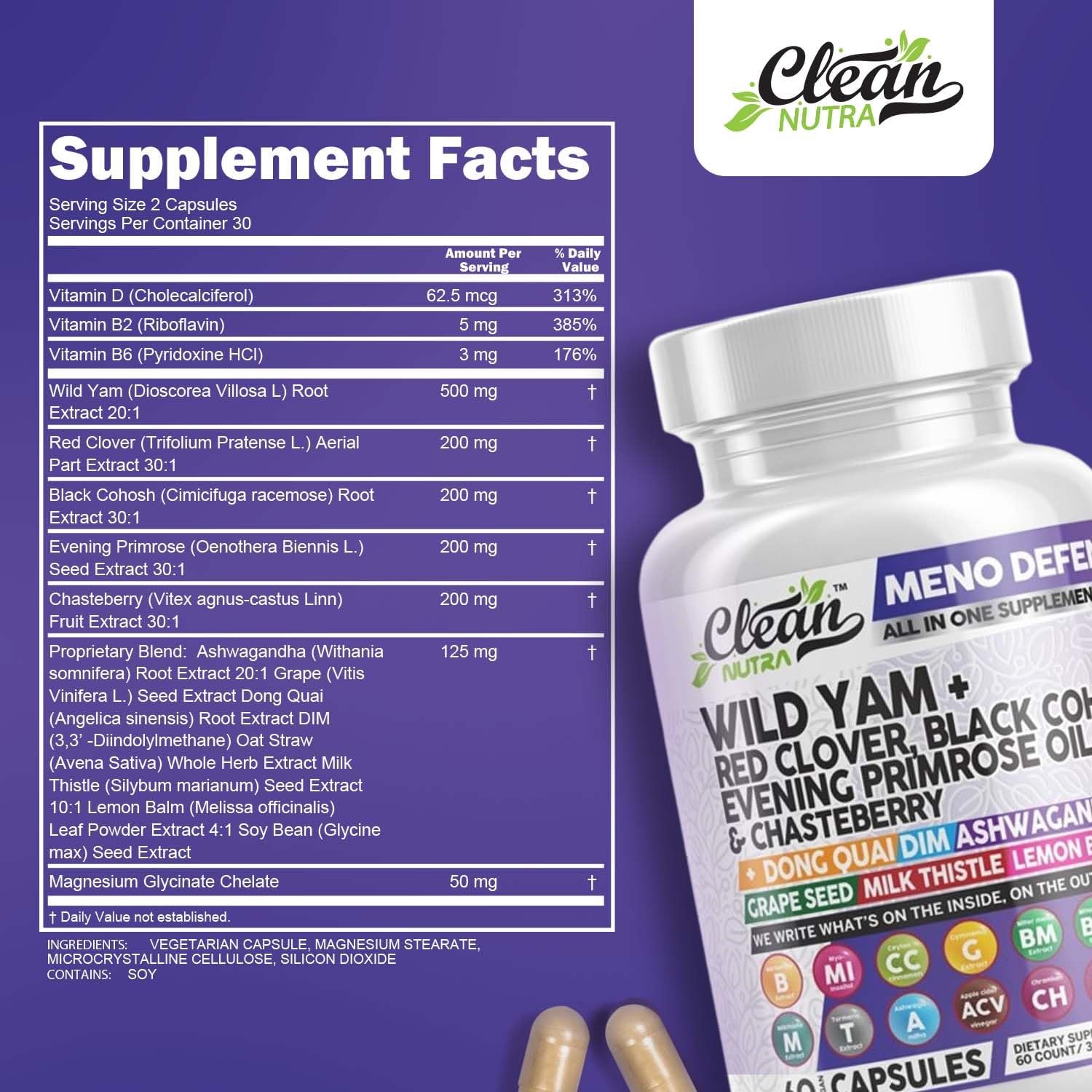 Foto 4 pulgar | Suplemento Meno Defend de Clean Nutra para el Equilibrio Hormonal en Mujeres - Venta Internacional